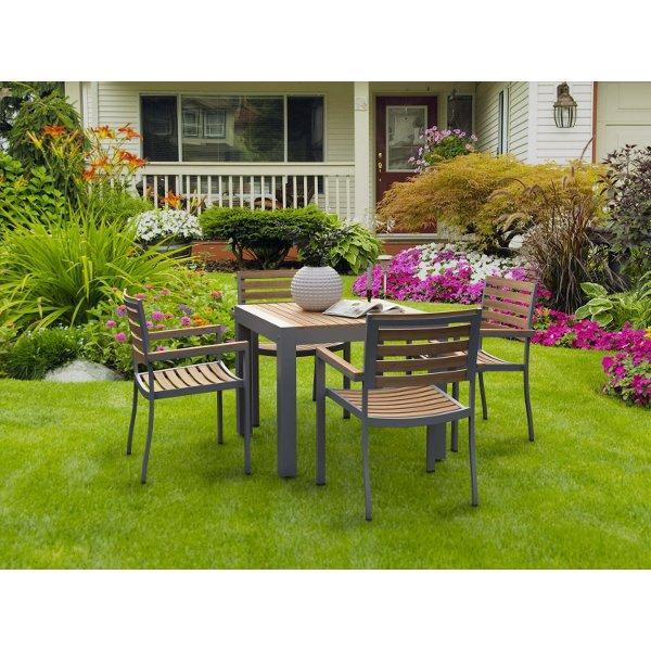 Seville 5-Piece Square Outdoor Dining Set - Patio Furniture for Backyard, Garden & Poolside Entertaining