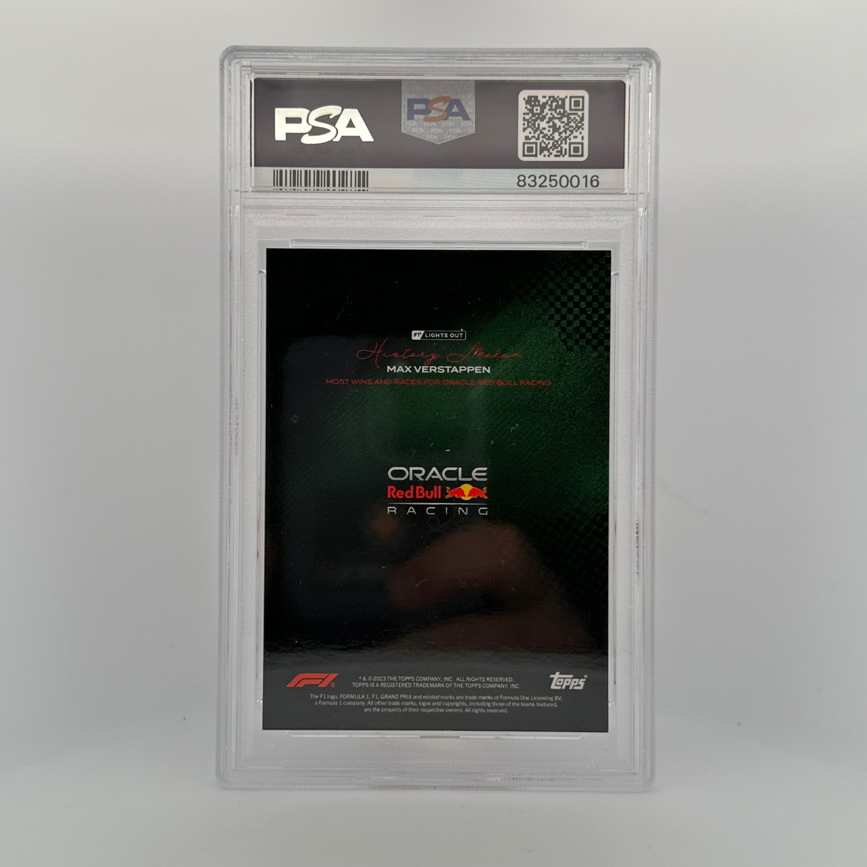 PSA 9 Max Verstappen History Maker /49 - Most Wins & Races for Oracle Red Bull Racing Green Parallel - Perfect for F1 Collectors and Racing Memorabilia Displays