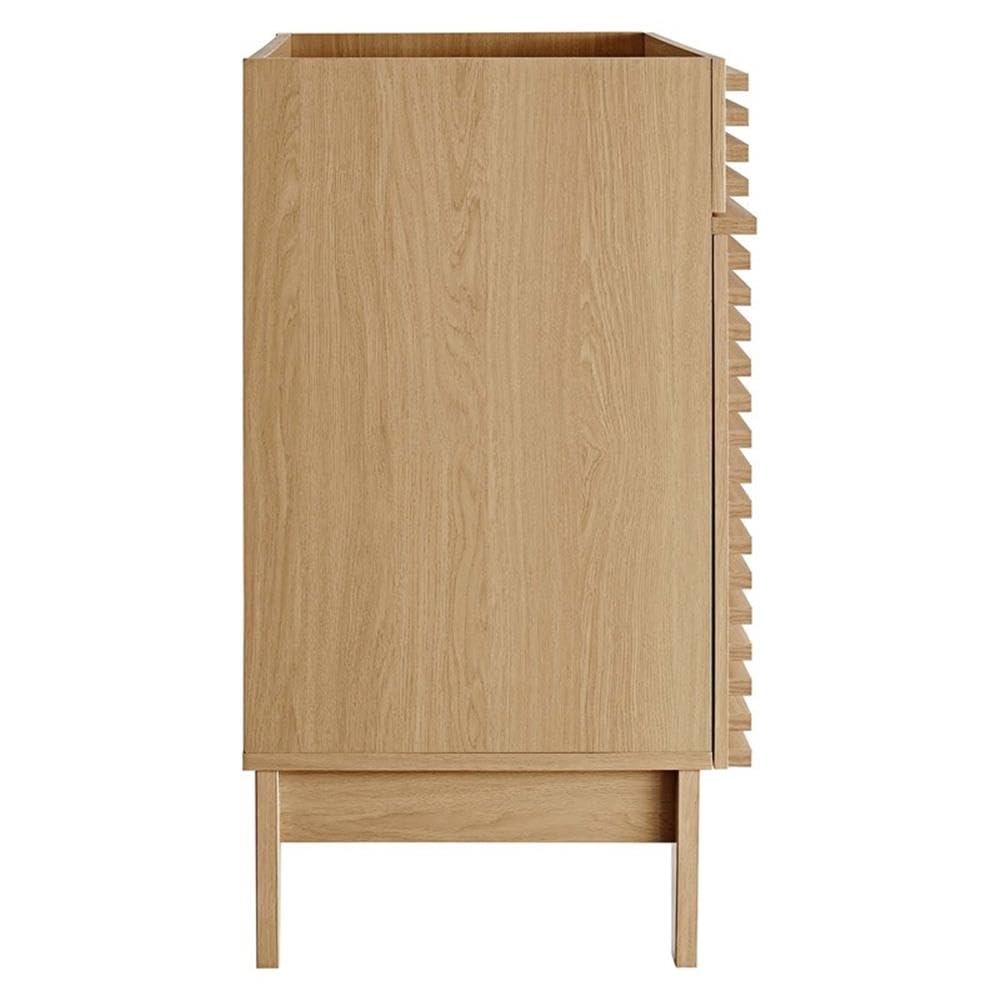 Modway Render 30 Inch Oak Bathroom Vanity with Mirror - Modern Single Sink Cabinet for Bathroom Remodel (Sink Basin Not Included) | Perfect for Small Bathrooms, Powder Rooms & Home Renovations