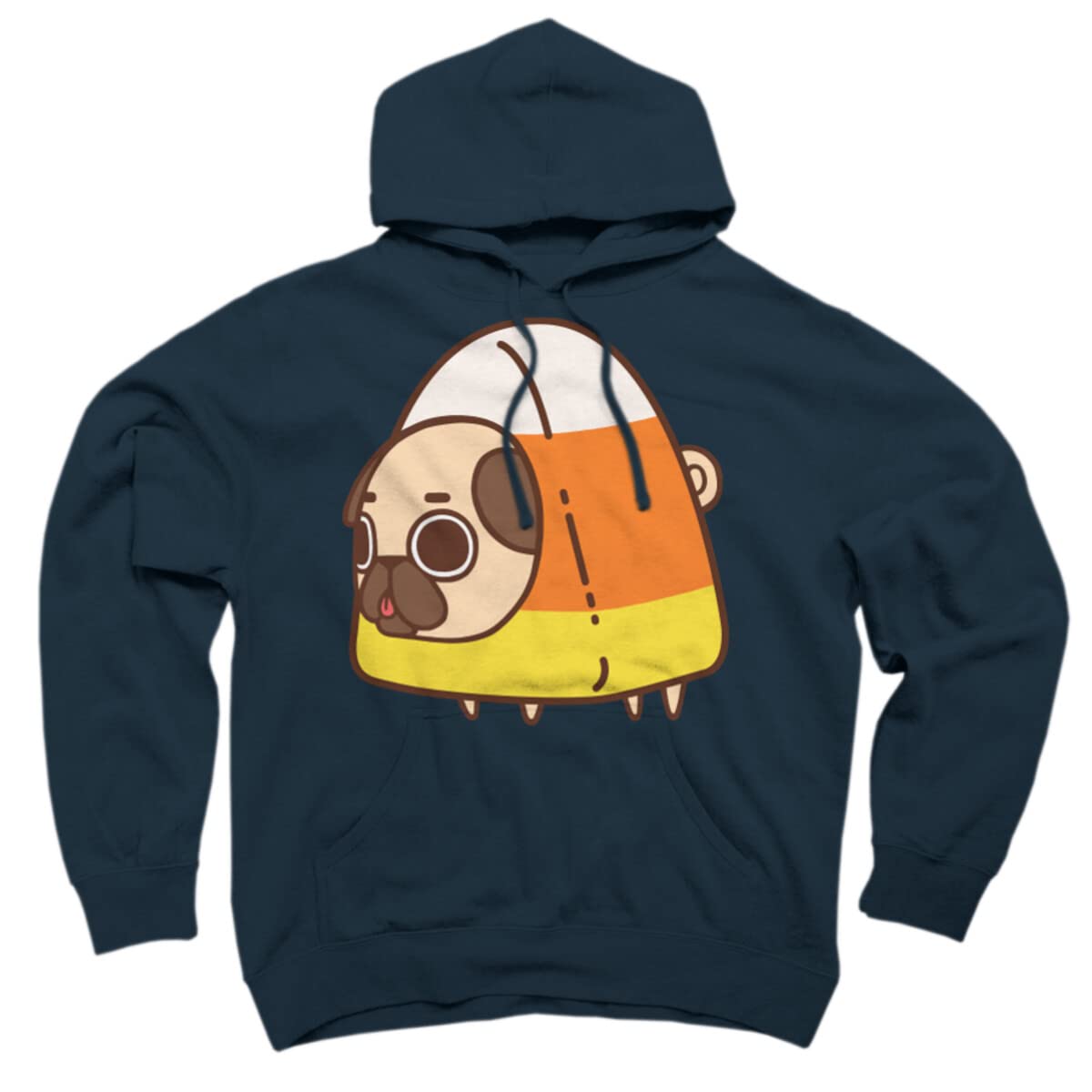 Design By Humans Unisex Puglie Candy Corn Pullover Hoodie - Soft Cotton Sweatshirt for Men & Women - Perfect for Halloween, Fall Fashion & Casual Wear