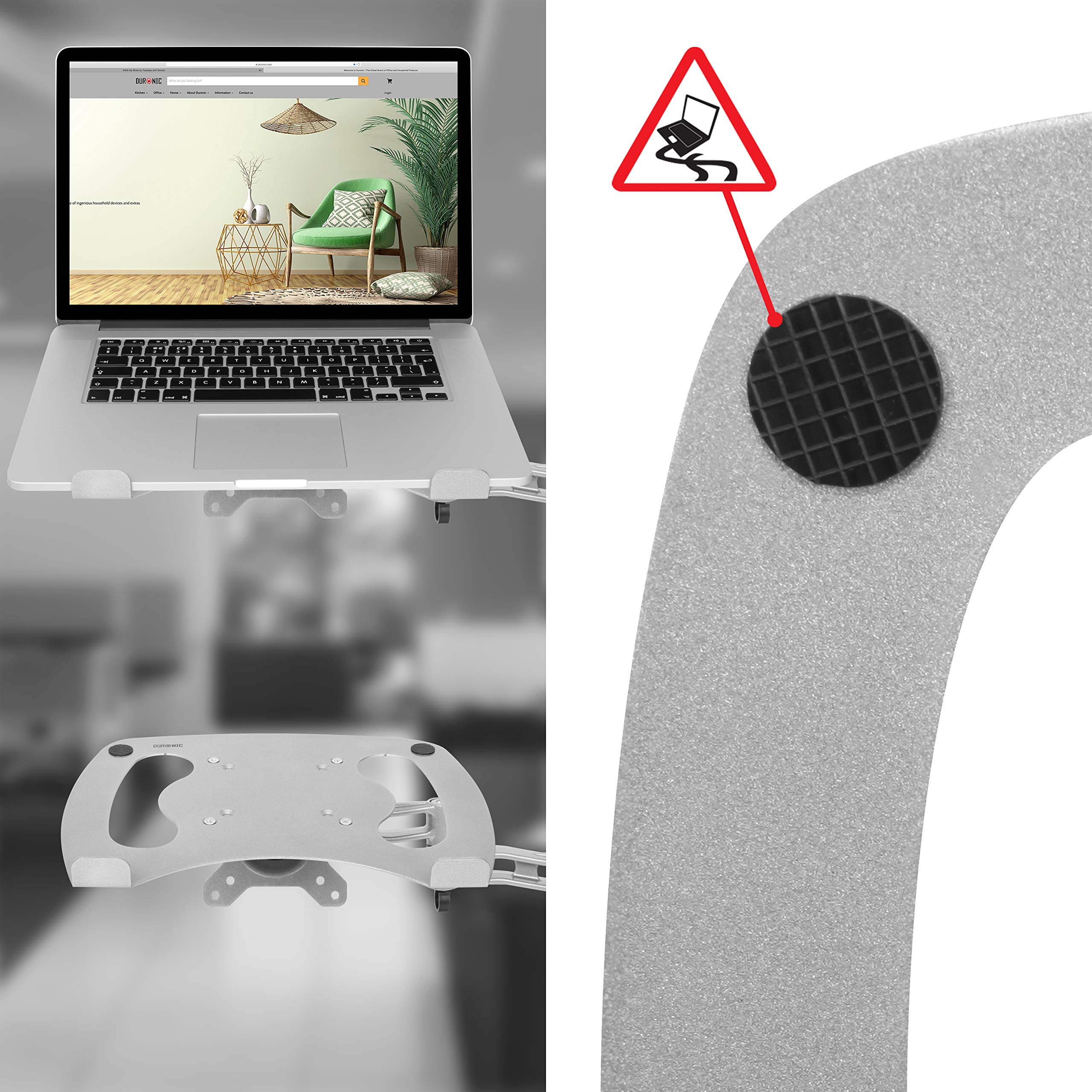 Duronic DML1/SR Silver Laptop Mount Tray - VESA 75/100 Compatible, 8kg Capacity for Laptop/Tablet/MacBook | Works with DM Series Monitor Stands | Perfect for Home Office, Gaming & Workspace Setup
