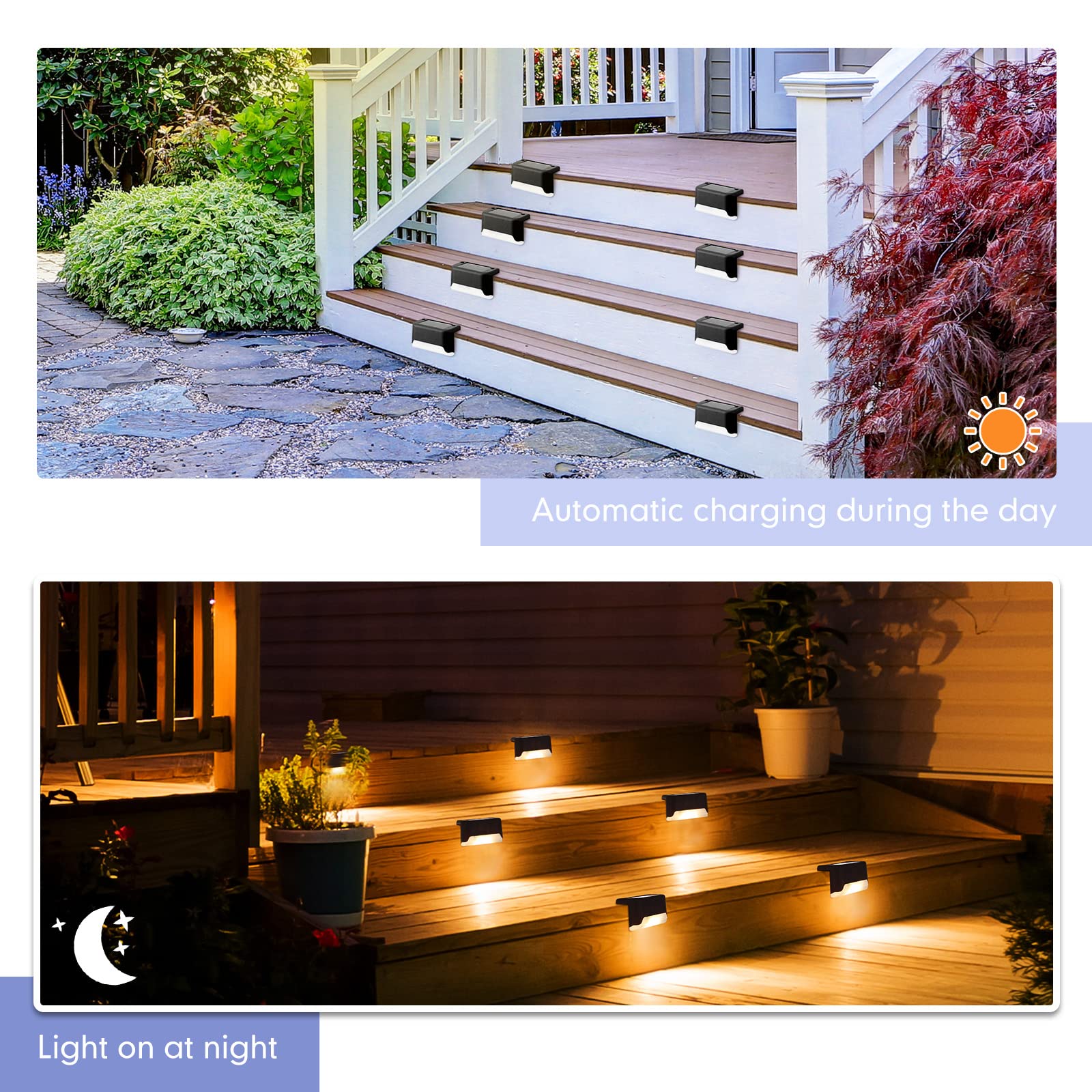 36 Pack Solar Deck Lights Outdoor Waterproof - Warm White LED Solar Fence Lights for Pool, Garden, Patio, Yard, Porch & Staircase | Weatherproof Solar Step Lights for Pathways, Driveways & Landscape Lighting