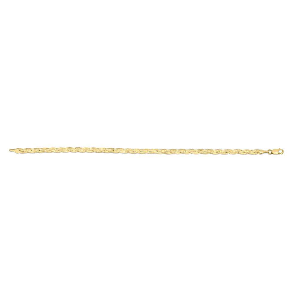 14K Gold Braided Herringbone Chain Bracelet for Women - Elegant Stackable Jewelry Gift for Birthday, Anniversary & Special Occasions