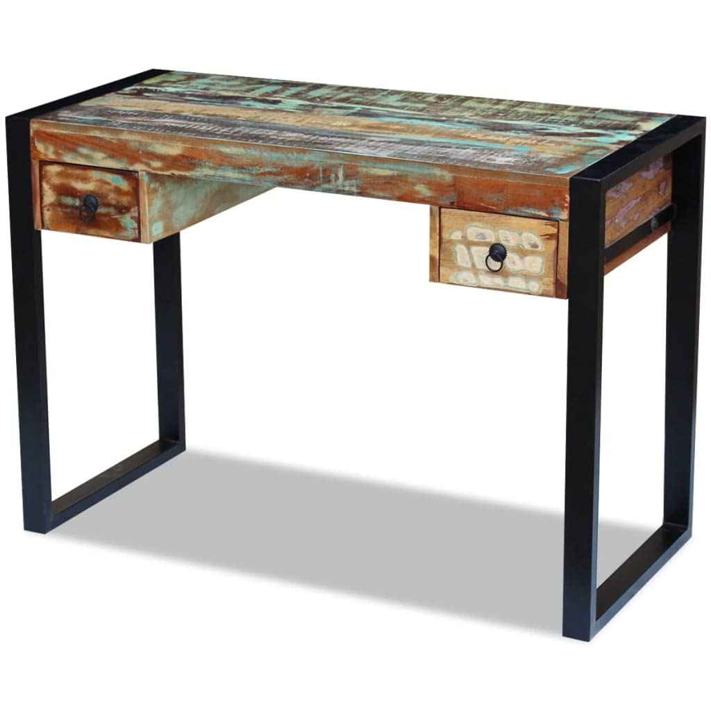 SKM Solid Reclaimed Wood Desk - 3276 | Rustic Industrial Home Office Furniture for Modern Workspace & Study Room
