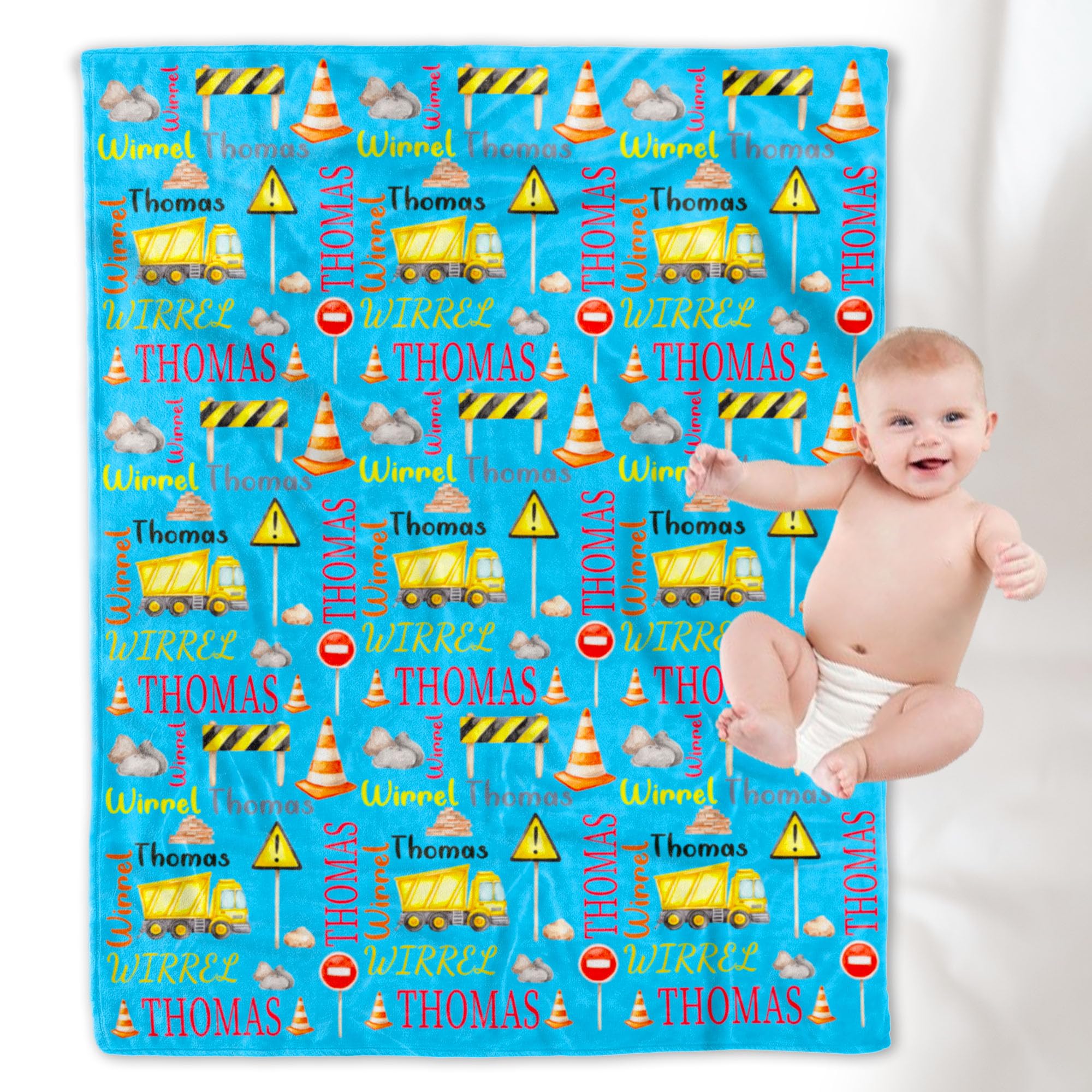 Custom Personalized Truck Blanket with Name - Soft Throw Blanket for Boys, Girls, Women & Baby - Perfect for Road Trips, Camping & Cozy Home Decor