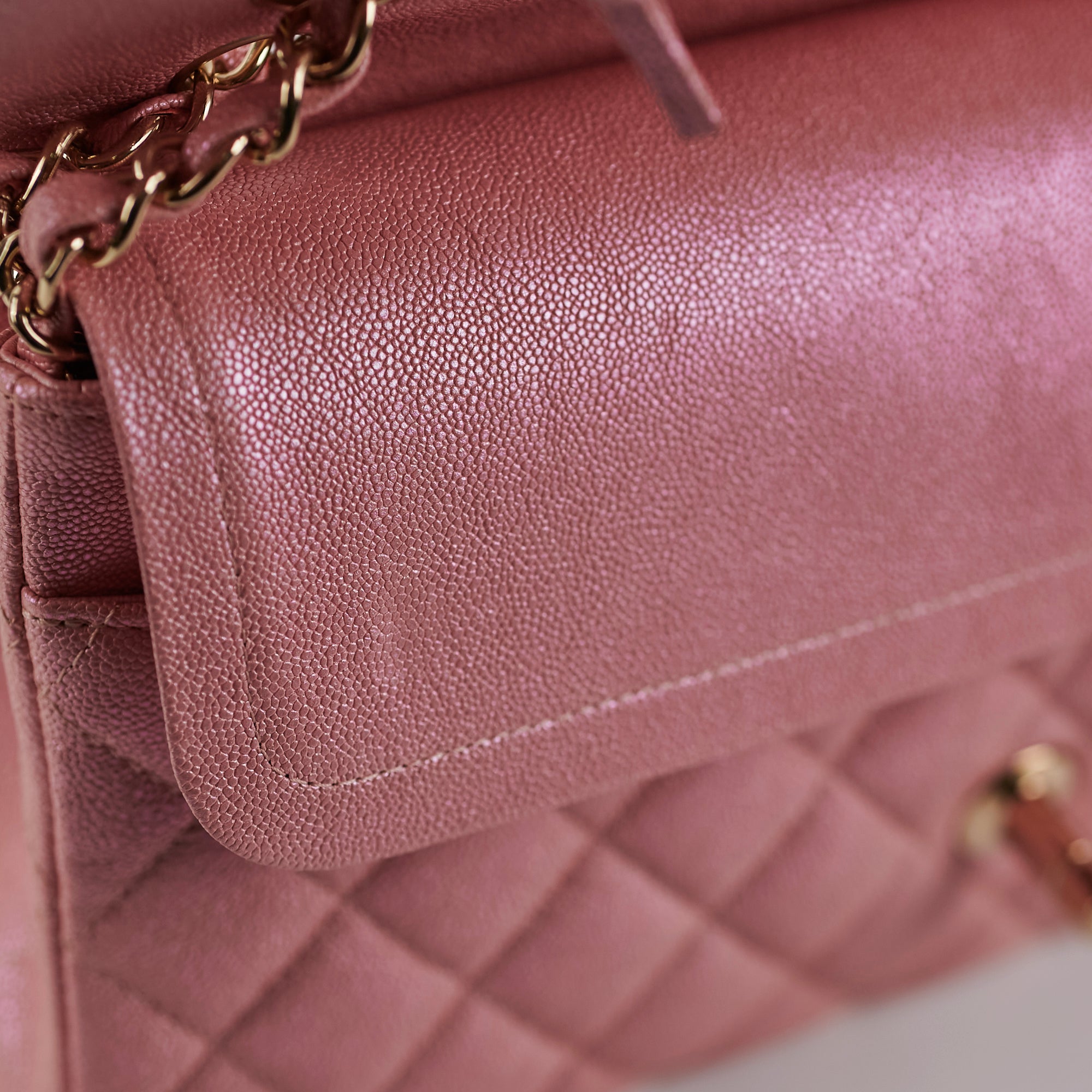 Chanel Medium/Large Caviar Double Classic Flap Bag in Iridescent Pink | Luxury Designer Handbag for Women | Perfect for Parties, Weddings & Special Occasions