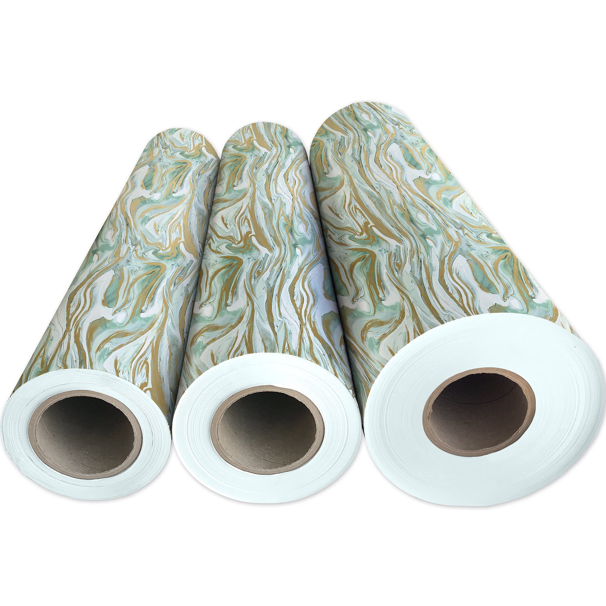 Jillson Roberts Bulk Gift Wrapping Paper - Marbleized Mint Design, 417 Feet x 30 Inches (1/2 Ream) - Perfect for Christmas, Birthday & Holiday Presents, Party Decorations & Craft Projects