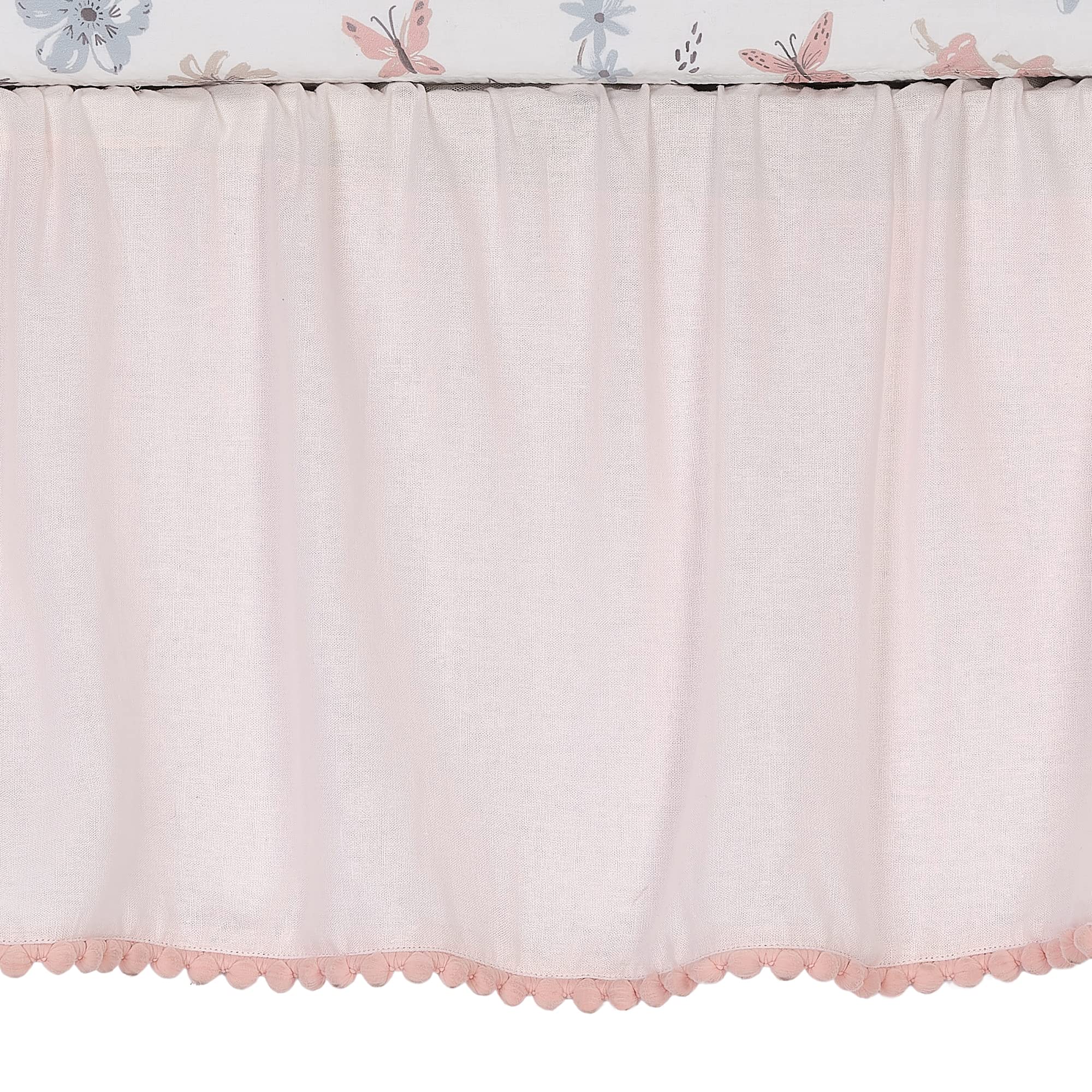 Lambs & Ivy Baby Blooms 3-Piece Pink Floral Butterfly Crib Bedding Set - Soft Nursery Bedding for Girls, Crib Sheet, Skirt & Bumper - Perfect for Baby Showers & Nursery Decor