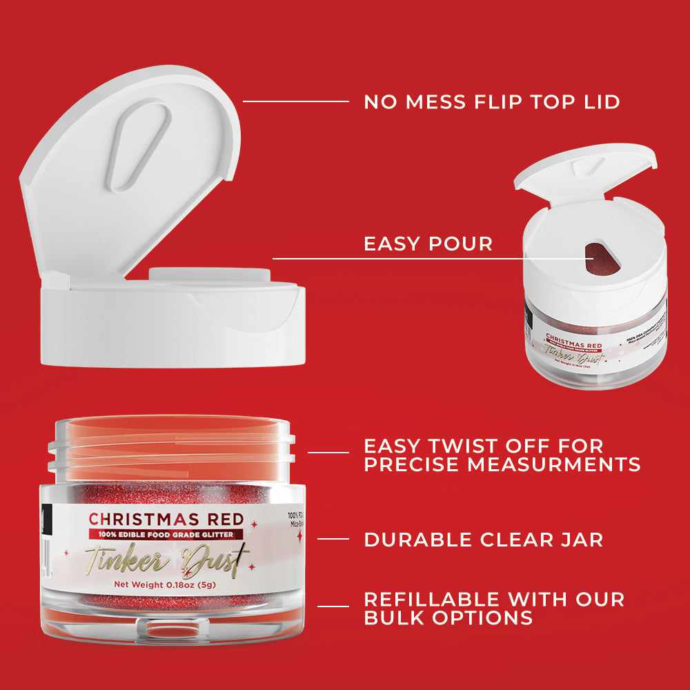 Christmas Red Tinker Dust® Glitter Bulk - Premium Craft Glitter for Holiday Decorations, DIY Projects, and Party Supplies (100g Pack) - Perfect for Christmas Ornaments, Gift Wrapping, and Festive Crafts