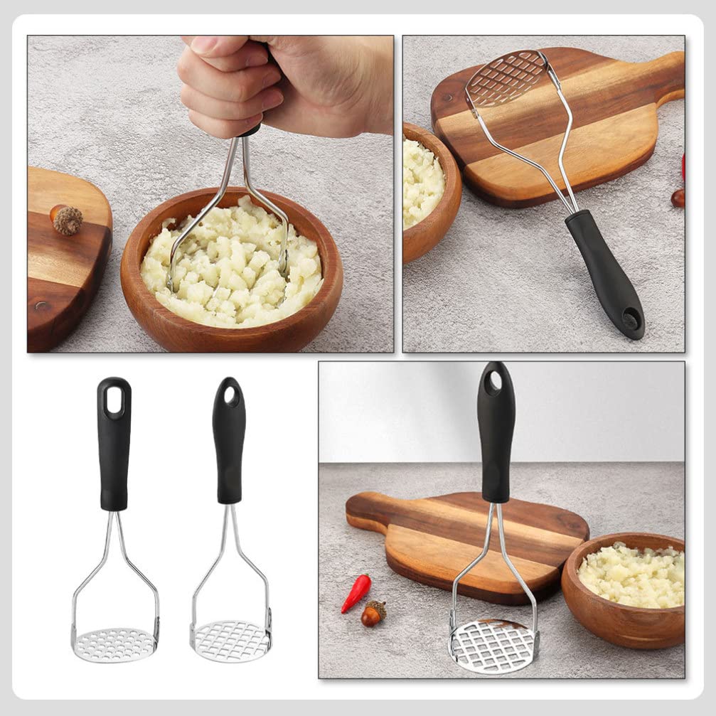 BESPORTBLE 2-Pack Manual Potato Masher - Heavy Duty Stainless Steel Potato Presser & Crusher for Kitchen - Perfect for Mashed Potatoes, Sweet Potatoes, Vegetables - Ideal for Home Cooking, Restaurants & Meal Prep