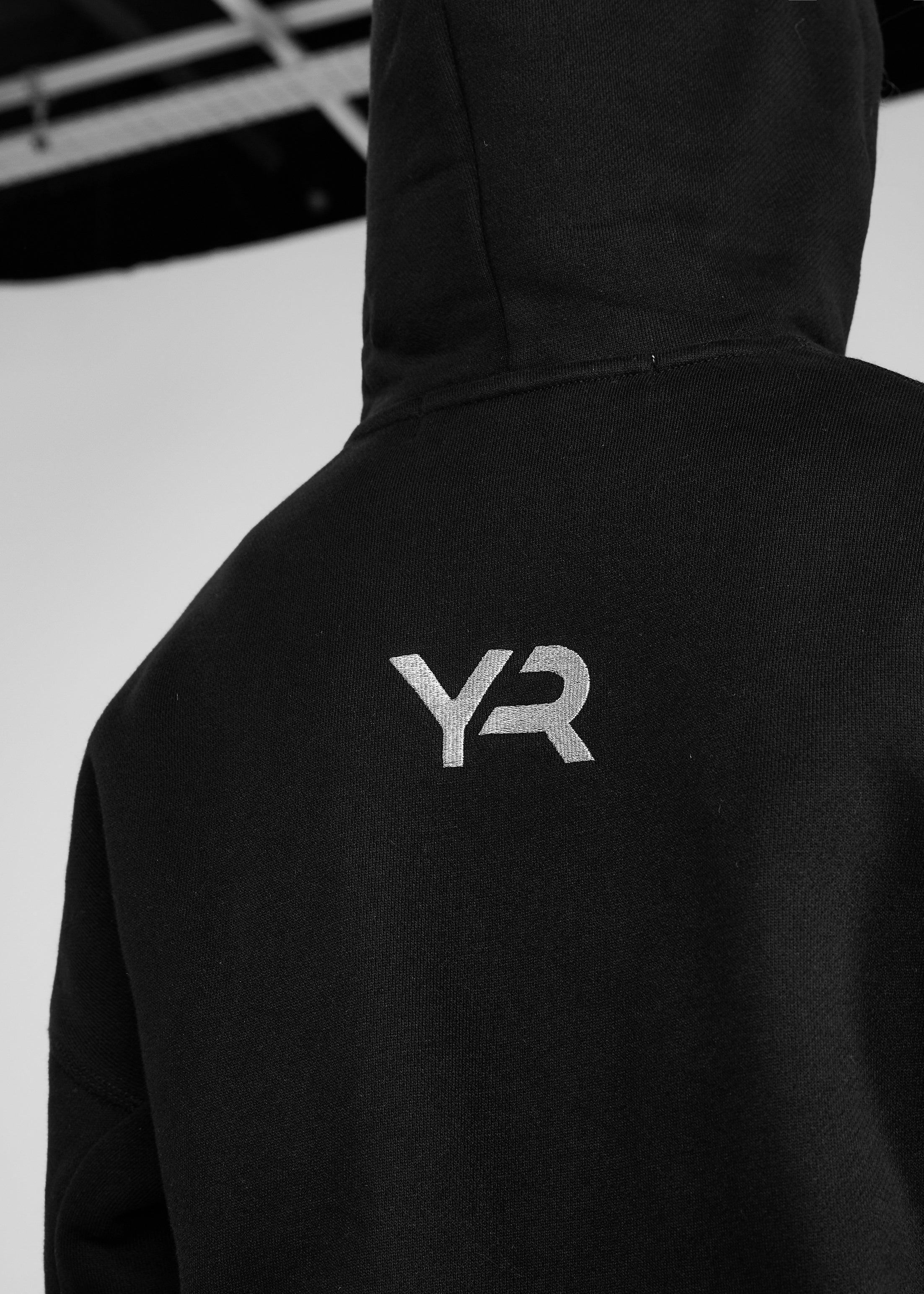 YR Black & Grey Zip-Up Hoodie for Men - Comfortable Casual Pullover for Gym, Running, and Everyday Wear