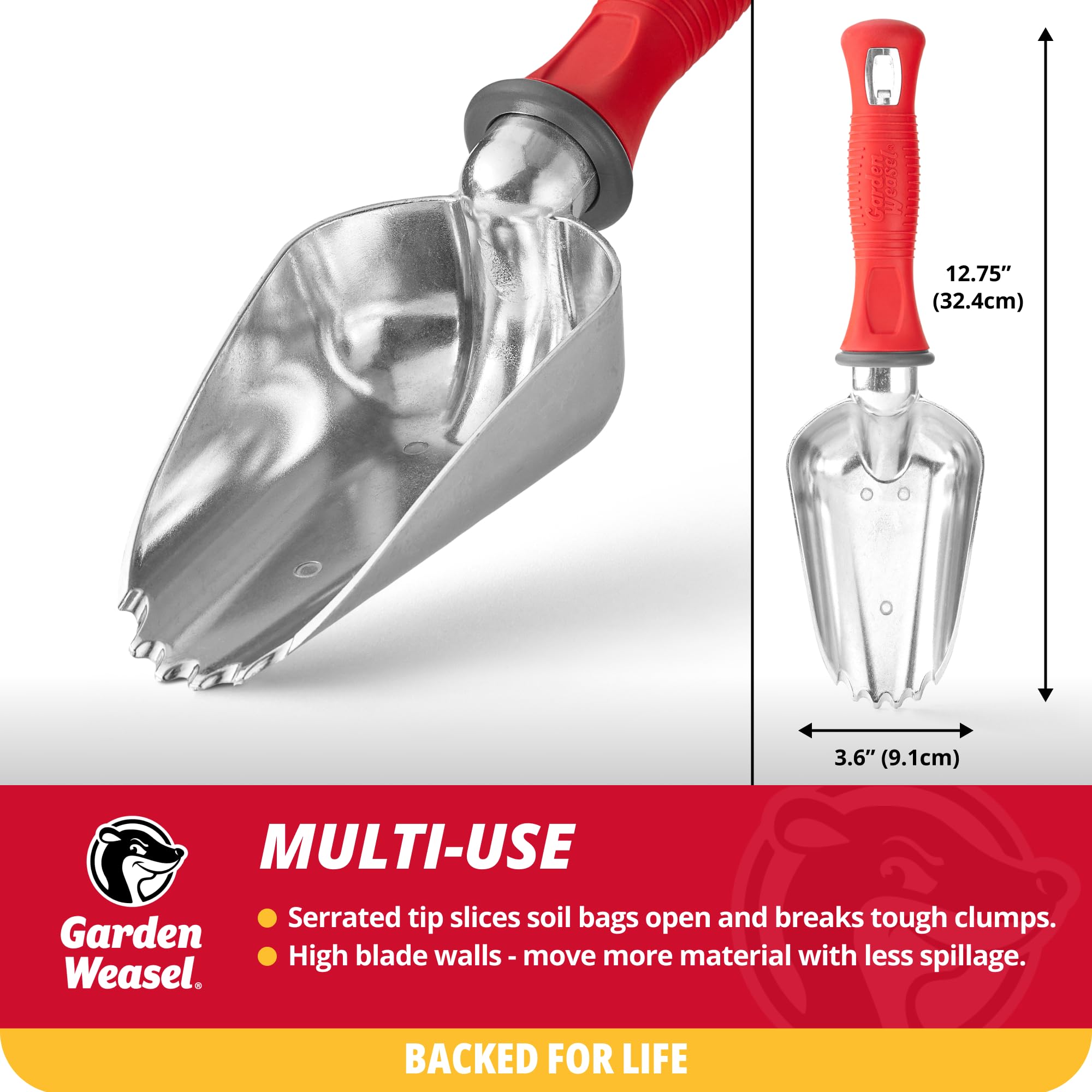 **Garden Weasel Heavy Duty Potting Scoop - Oversized Soil Digger & Transporter, Durable Mini Gardening Shovel for Planting, Transplanting & Gardening Tools (Model 91362) - Perfect for Raised Beds, Pots & Outdoor Planting**