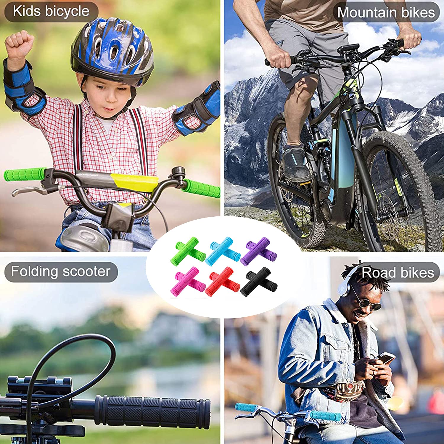 Non-Slip Soft Rubber Bike Handlebar Grips with Tassel Streamers for Kids - Durable MTB BMX Scooter Cruiser Bicycle Replacement Parts | Perfect for Boys & Girls Cycling, Mountain Biking and Urban Commuting