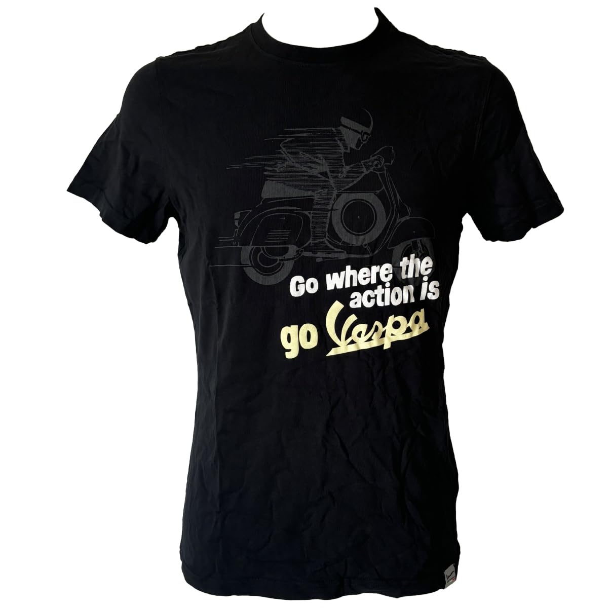Vespa Men's Black Cotton T-Shirt - Medium Size - Soft & Comfortable for Casual Wear, Outdoors, and Everyday Use