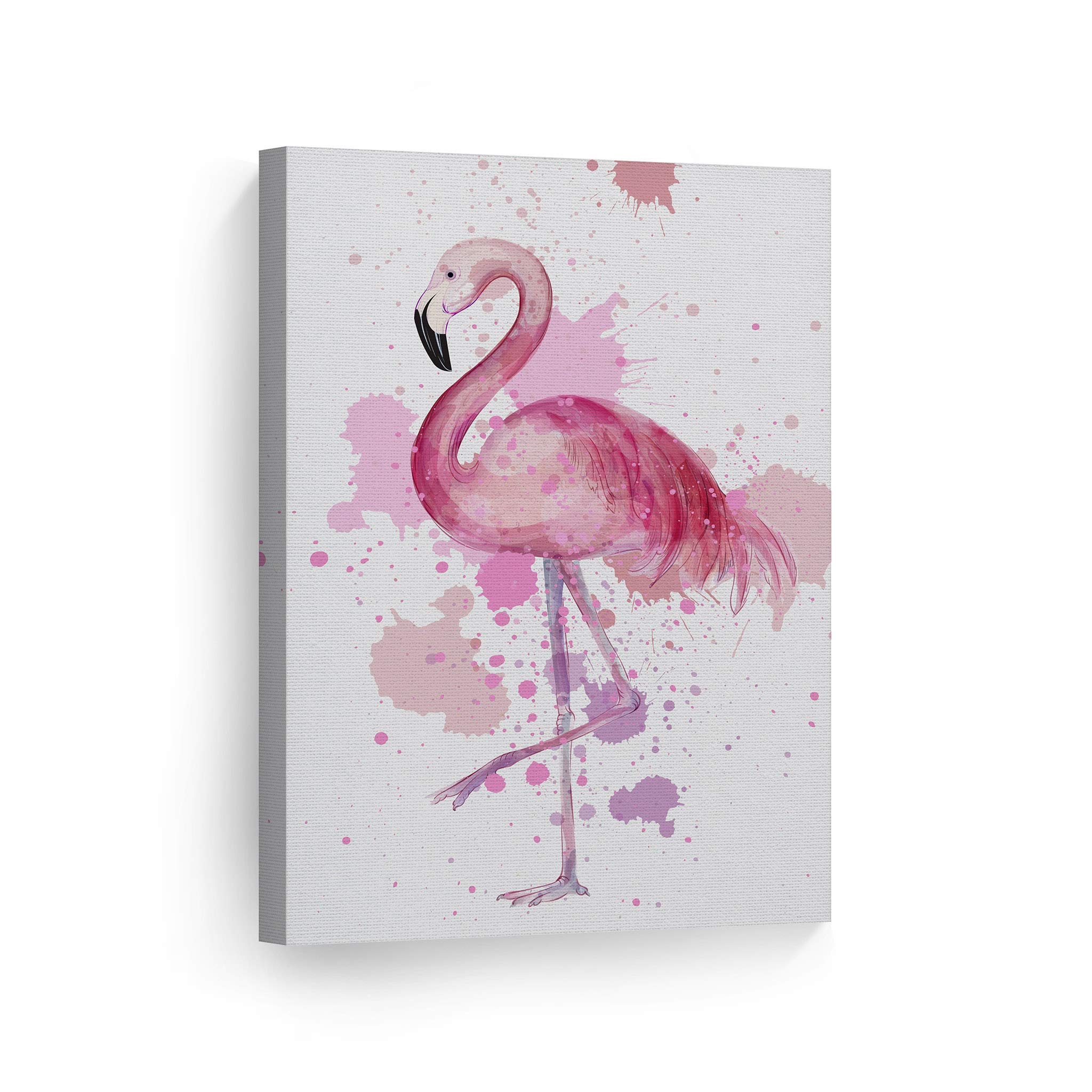 Flamingo Watercolor Canvas Print - Tropical Bird Wall Art for Kids Room, Nursery & Baby Decor | Ready to Hang 28x19 Inch | Made in USA | Perfect for Beach-Themed Bedrooms & Playrooms