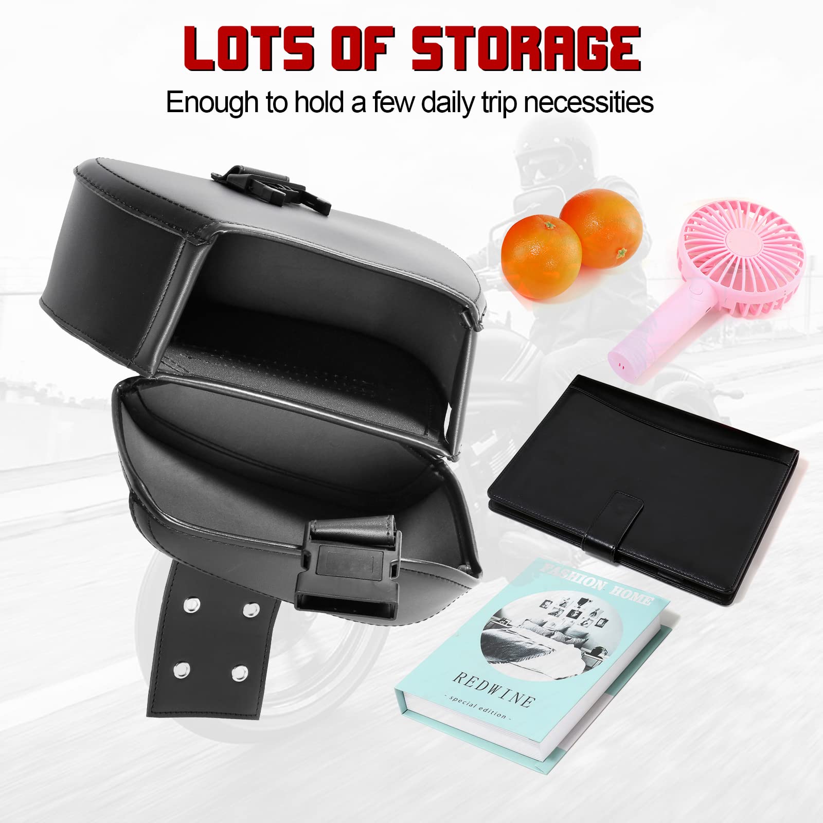 INNOGLOW Universal Motorcycle Saddlebags - Waterproof PU Leather Throw Over Side Bags with Password Lock for Harley, Cruiser, Bobber, Chopper, Suzuki & Kawasaki - Perfect for Long Rides, Commuting and Road Trips