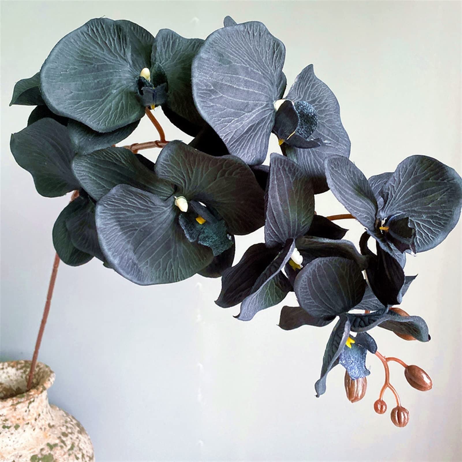 Black Butterfly Orchid Silk Artificial Flower - FJX Realistic Fake Flower for Home Decor, Wedding Party, Table Centerpiece & Floral Arrangements (Color: Black)