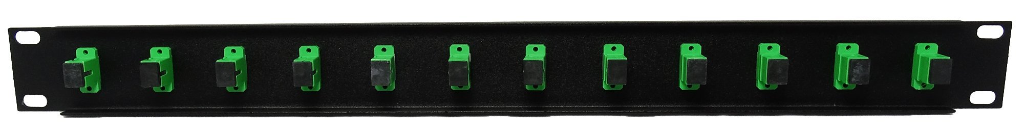 12 Port SC Fiber Patch Panel APC Singlemode with Green Couplers - 1U Rack Mount 19
