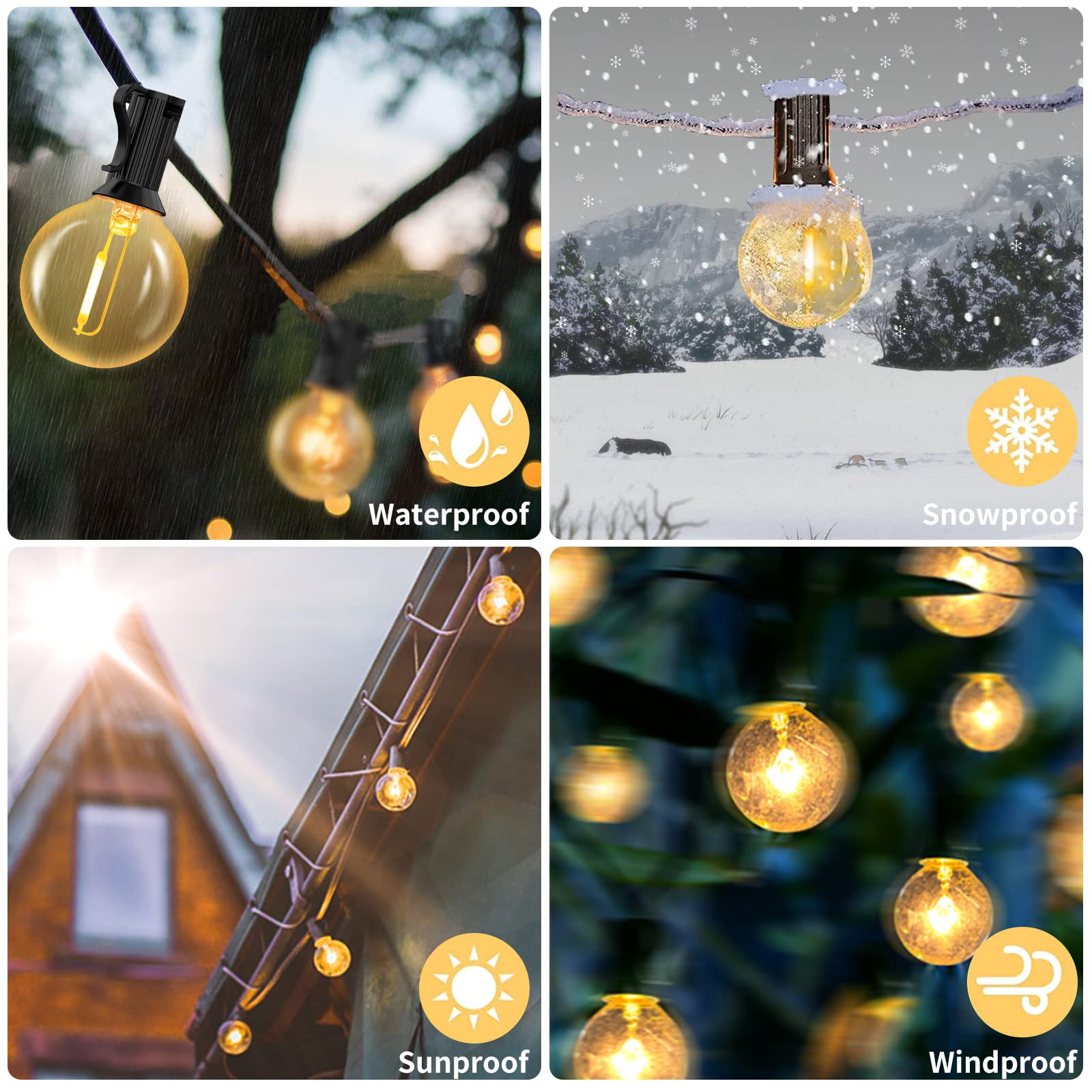 54FT Outdoor String Lights 2 Pack - 27ft Shatterproof Waterproof G40 LED Bulb Lights for Patio, Backyard, Porch, Balcony, Gazebo | Perfect for Romantic Dinners, Garden Parties & Outdoor Weddings