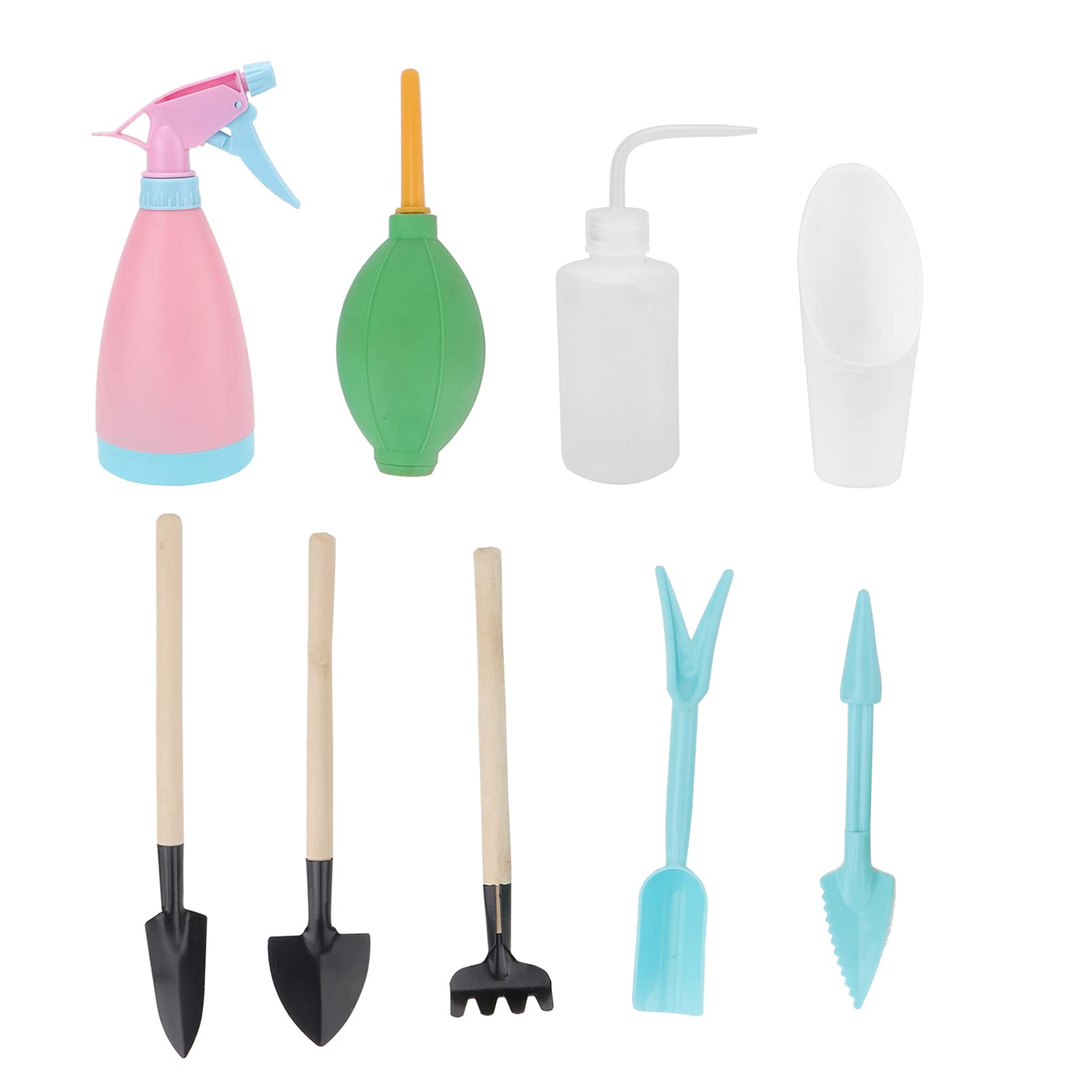 **Cabilock 9-Piece Mini Garden Tools Set - Small Hand Rake, Shovel, Watering Can for Indoor Plants, Fairy Gardens, Bonsai & Toddler Gardening - Perfect for Transplanting, Potting & Plant Care**