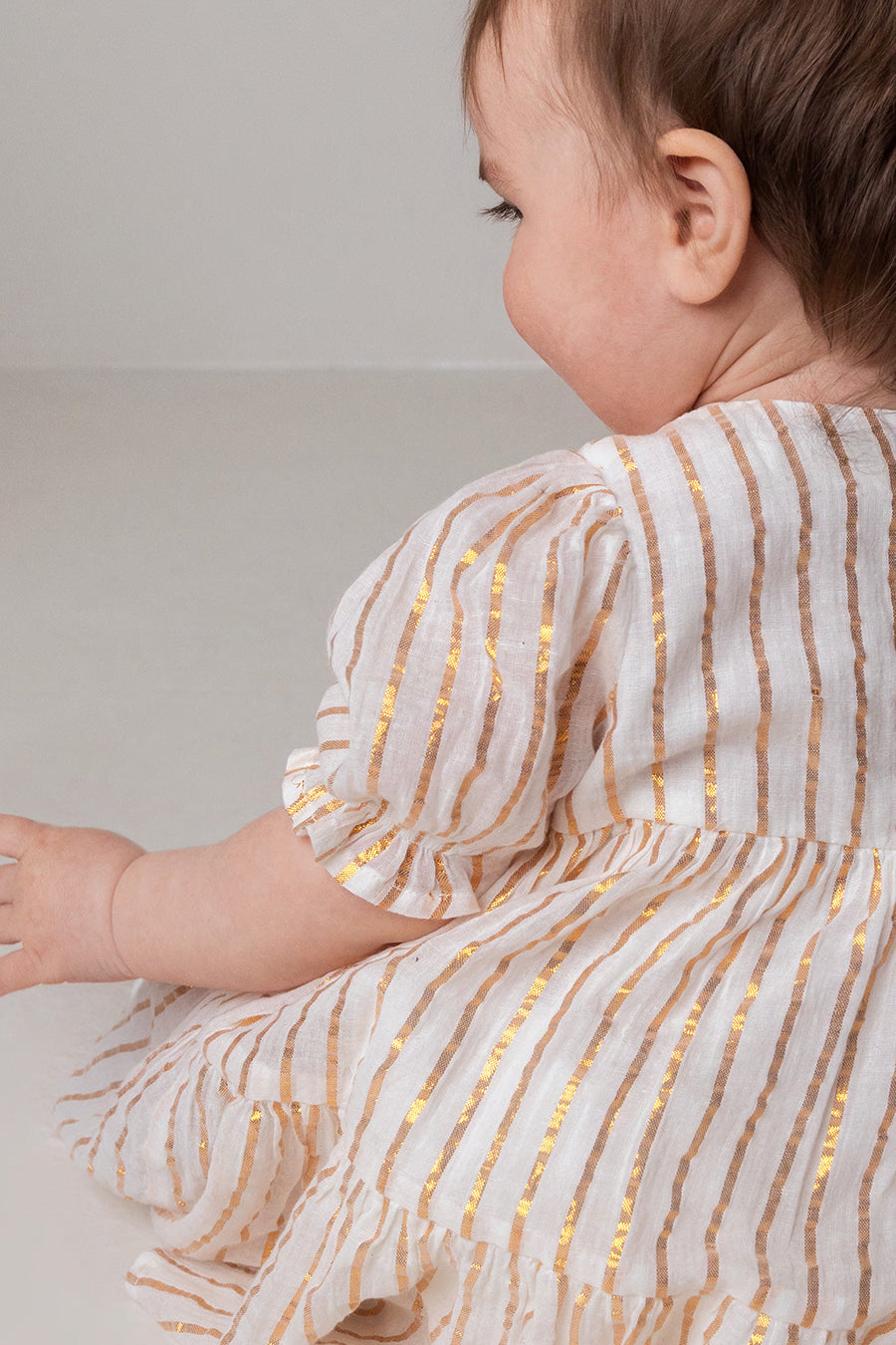 MarMar Copenhagen Damita Gold Stripes Girls Dress - Stylish & Comfortable Kids Outfit for Parties, School & Everyday Wear