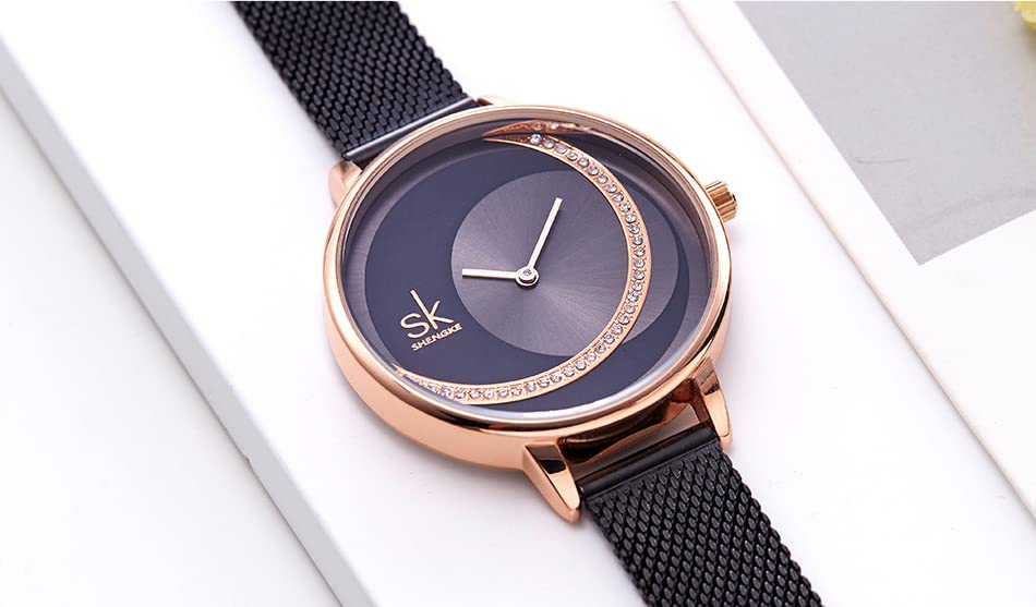 Elegant Gosasa Women's Dress Watch with Inspiration Dial - Leather & Stainless Steel Mesh Band - Classic Wristwatch for Ladies | Perfect for Office, Parties & Special Occasions