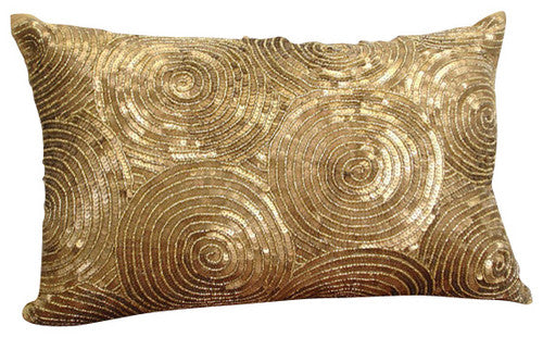 Luxury Gold Art Silk Decorative Standard & King Shams - Elegant Bedroom Pillow Covers for Master Suite & Guest Room Decor