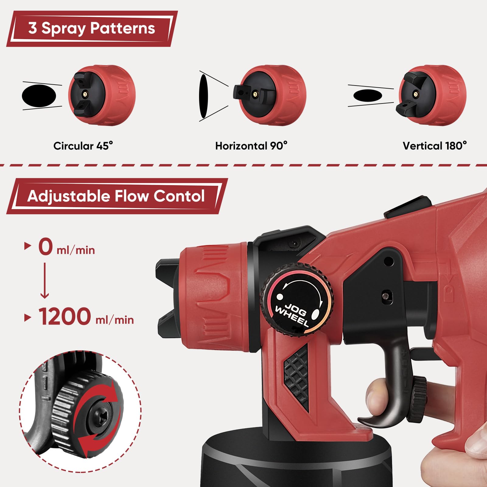 700W HVLP Electric Paint Spray Gun with 4 Copper Nozzles & 3 Spray Patterns - Professional Paint Sprayer for Home Interior, Exterior, Furniture, Fence, Walls, Ceiling & Cabinets - Perfect for DIY Projects & Home Renovation