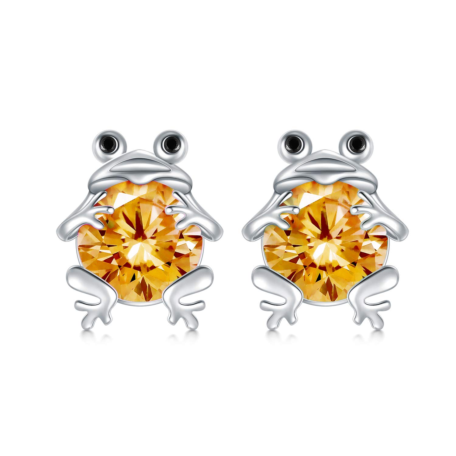 POPKIMI Sterling Silver Frog Earrings - S925 September Birthstone Jewelry for Teen Girls, Daughter & Granddaughter | Perfect Gift for Birthdays, Graduation & Everyday Wear