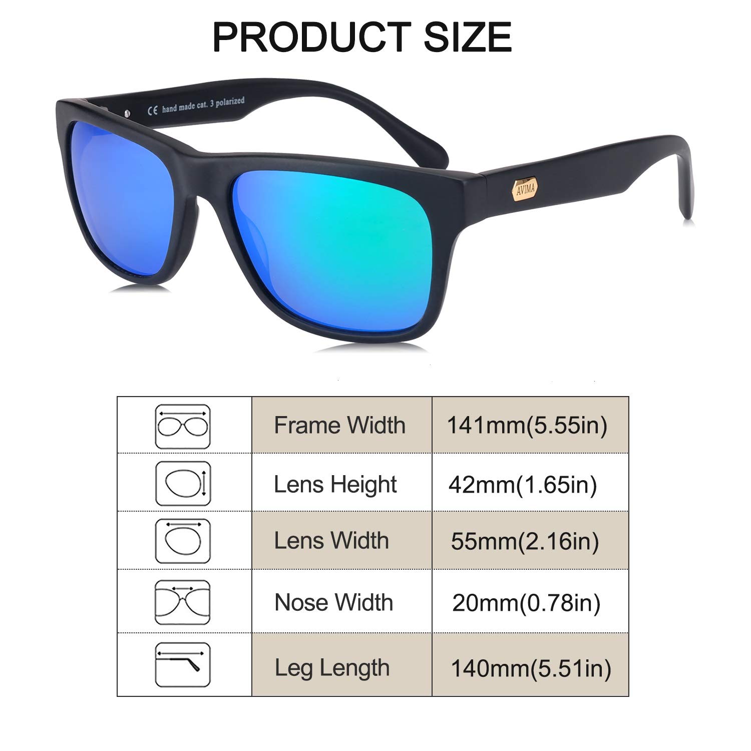 AVIMA King Polarized Sunglasses for Men - UV Protection, Classic Trendy & Stylish Luxury Shades - Perfect for Driving, Fishing, and Outdoor Activities
