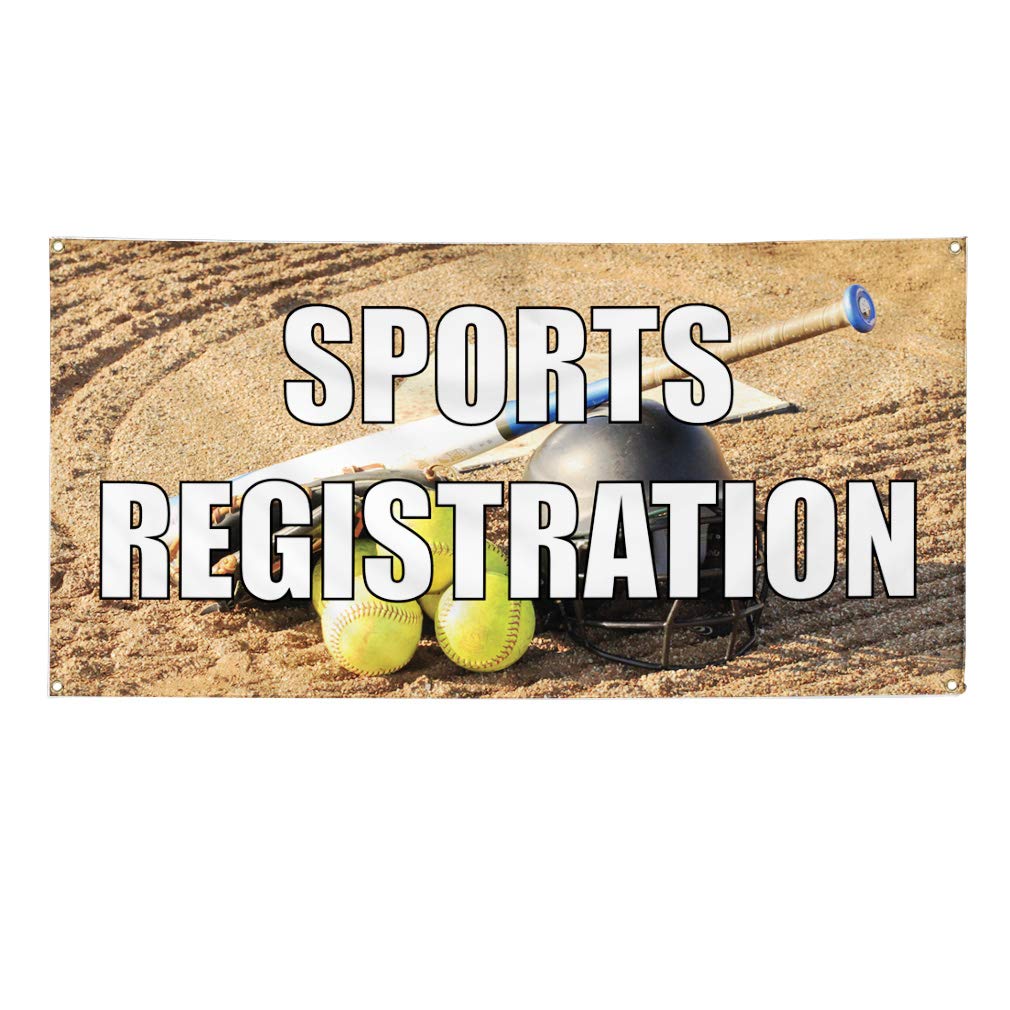 Custom Vinyl Banner 60x144 Inches - Weatherproof Outdoor Sports Registration Sign with 10 Grommets | Perfect for Advertising, Events, Yard Signs & Industrial Use | Durable Blue Printing for Sports Teams & Business Promotion