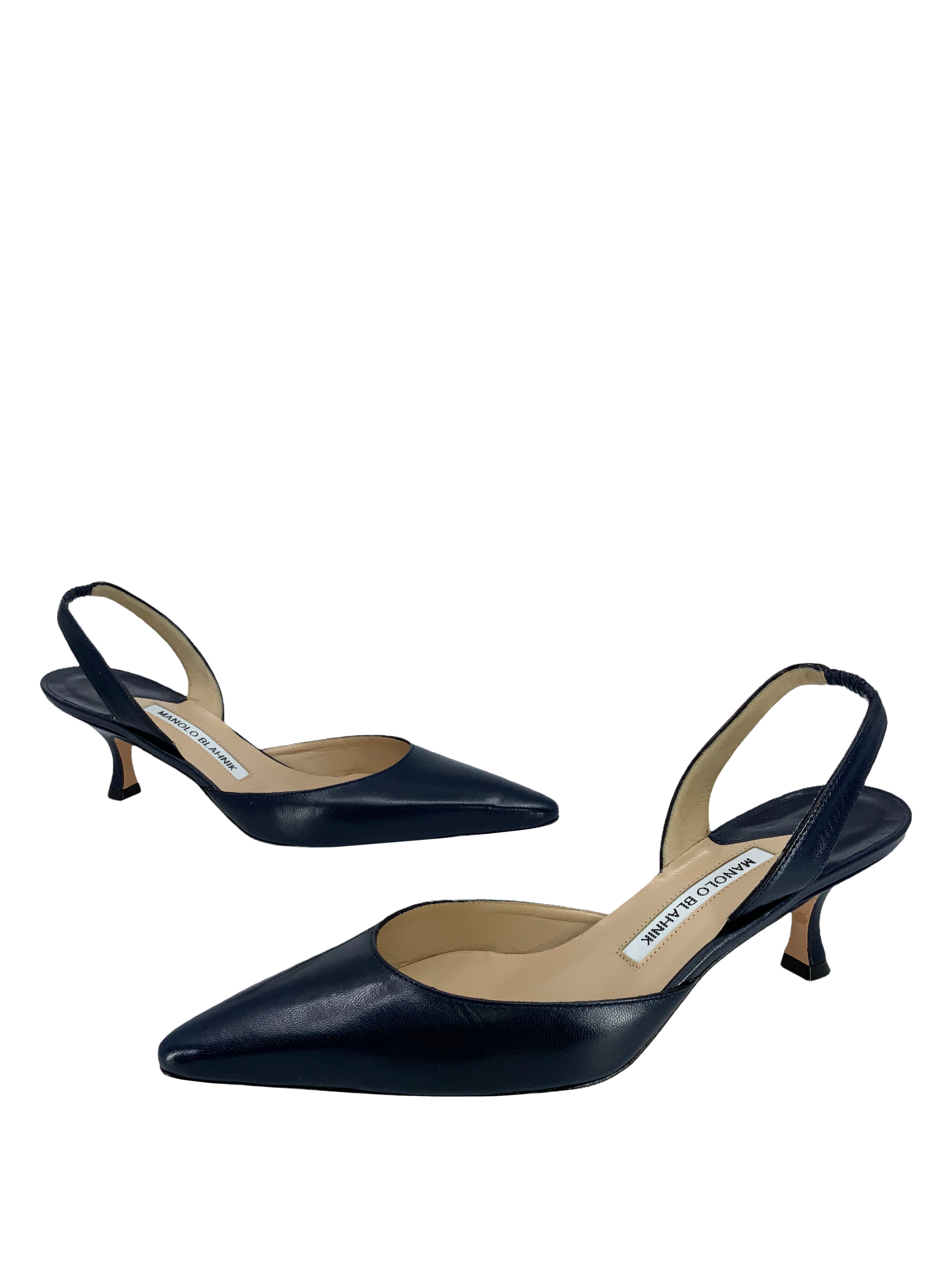 Manolo Blahnik Carolyne Leather Slingback Pumps - Women's Size 8 (US) | Elegant Pointed Toe Heels for Weddings, Parties & Office Wear