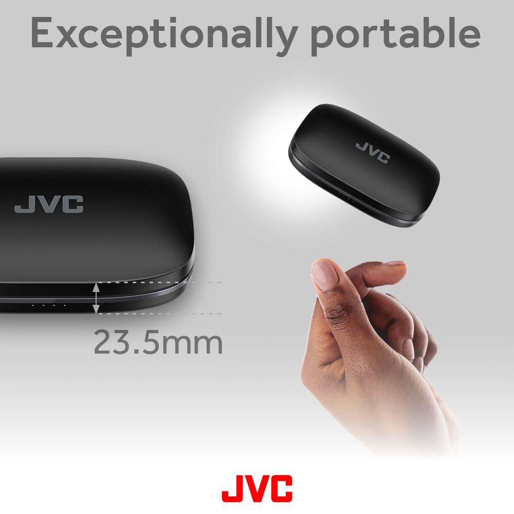 JVC HA-NP50T-B True Wireless Earbuds - Open Ear Design with Active Noise Reduction, Bluetooth 5.3, 38H Playtime, IPX4 Waterproof, Multi-Point Connection - Perfect for Running, Gym Workouts & Office Use (Black)