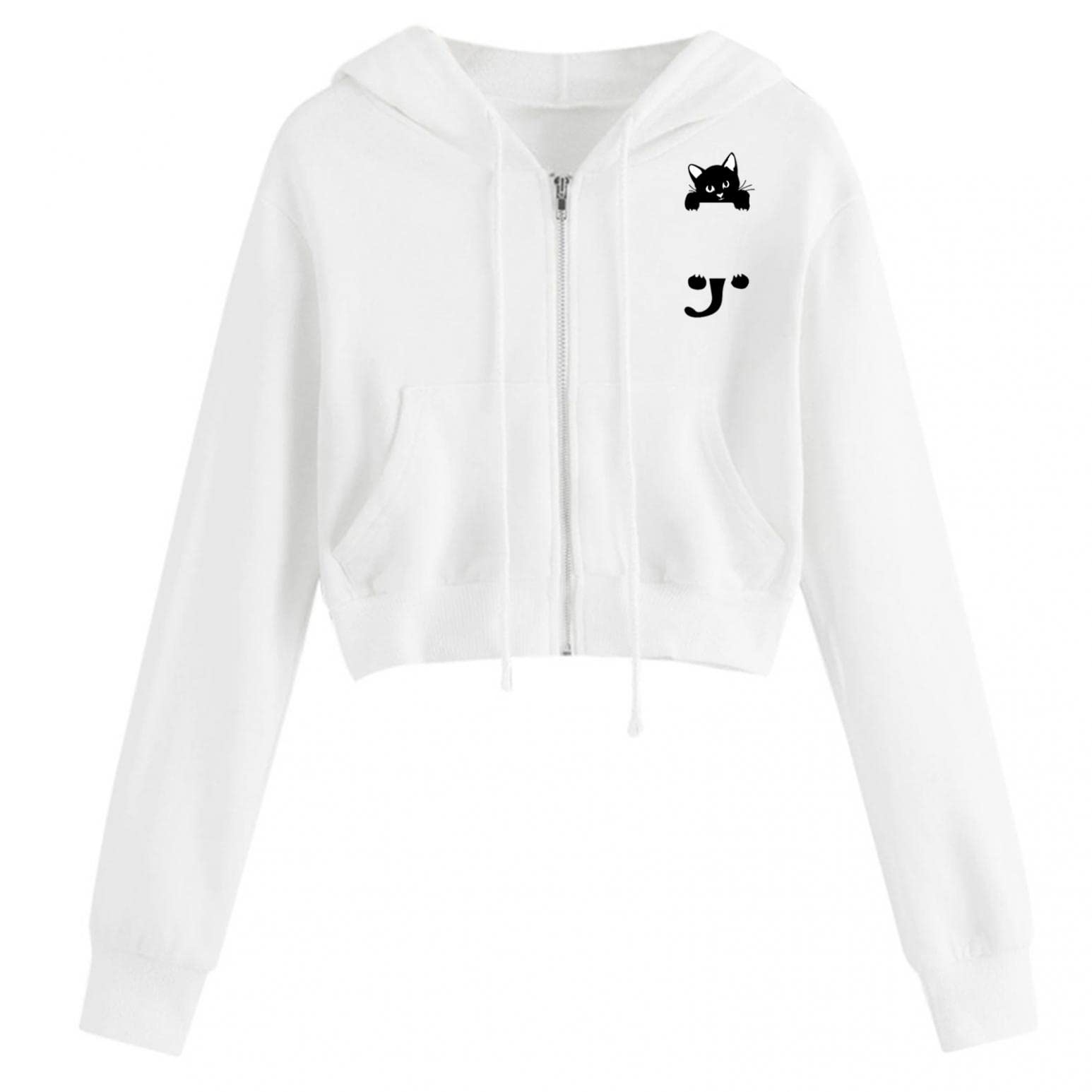 Eduavar Women's & Teen Girls' Crop Top Hoodie - Long Sleeve Zip Up Sweatshirt with Drawstring Hood | Casual Streetwear, Gym Wear, and Loungewear