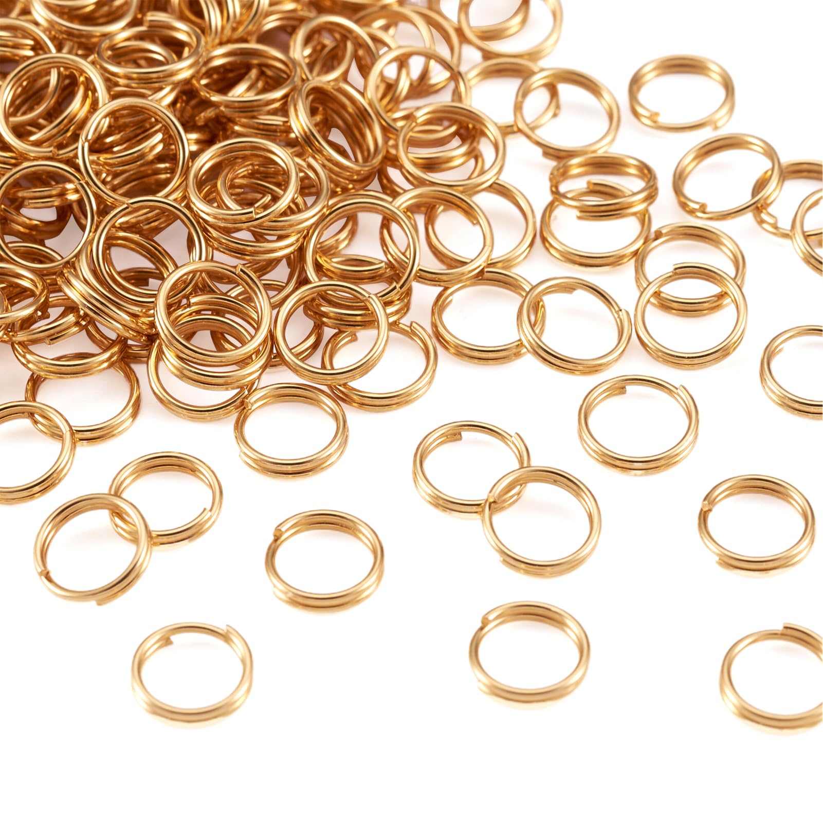 Craftdady 200Pcs 8mm Gold Stainless Steel Split Rings - Double Loop Jump Rings for Jewelry Making, Keychains, Charms & DIY Crafts | Perfect for Necklaces, Bracelets & Handmade Accessories