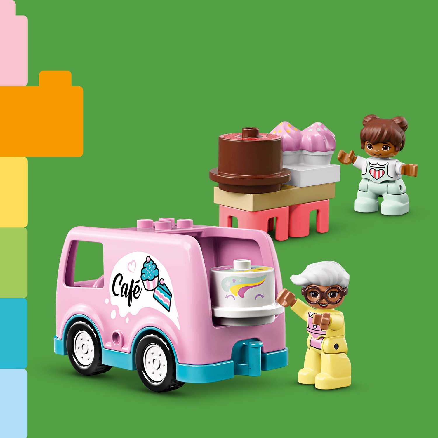 LEGO 10928 DUPLO Town Bakery Playset with Coffee Van & Cake Toys, Large Building Blocks for Kids Ages 2+ | Pretend Play, Birthday Gift, Early Learning Toy