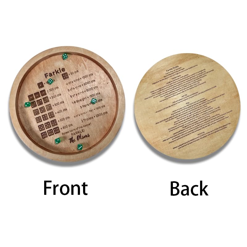 Personalized Wooden Dice Tray Set - 12 Dice for Farkle, Board Games & Family Party Gifts