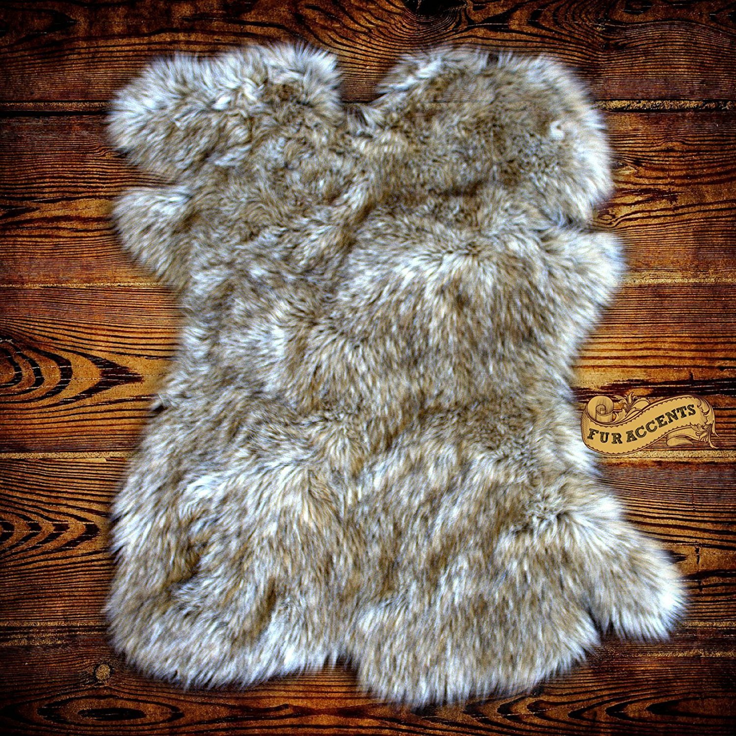 Luxury Gray Wolf Faux Fur Rug - 24
