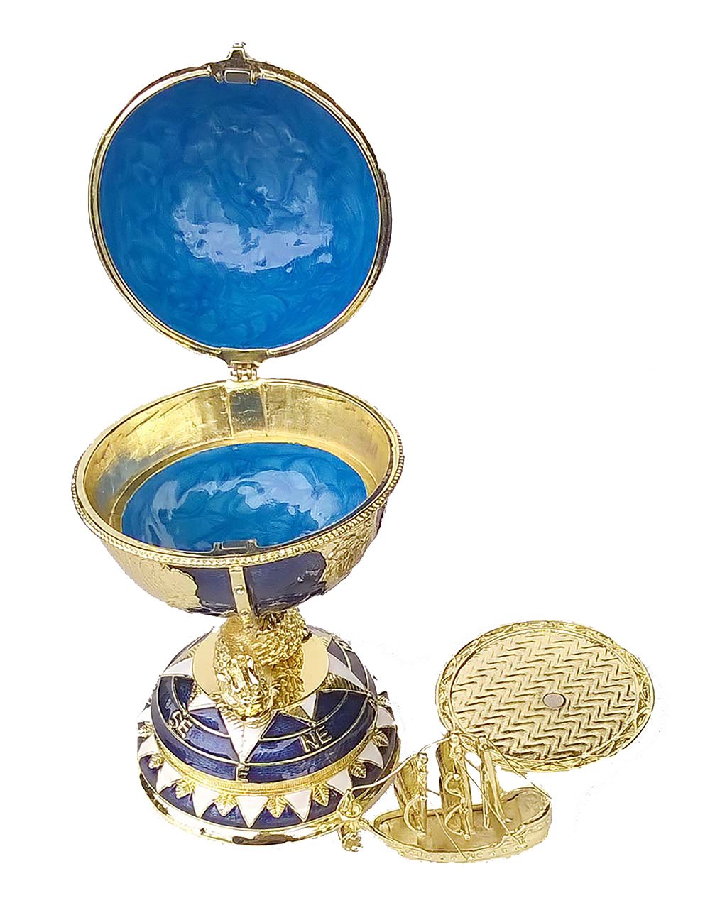 Hand-Painted Faberge Egg Trinket Box - Decorative Jewelry Storage with Hinged Lid, Ring & Earring Holder - Easter Collectible Gift for Women (Perfect for Jewelry Organization, Home Decor & Easter Display)