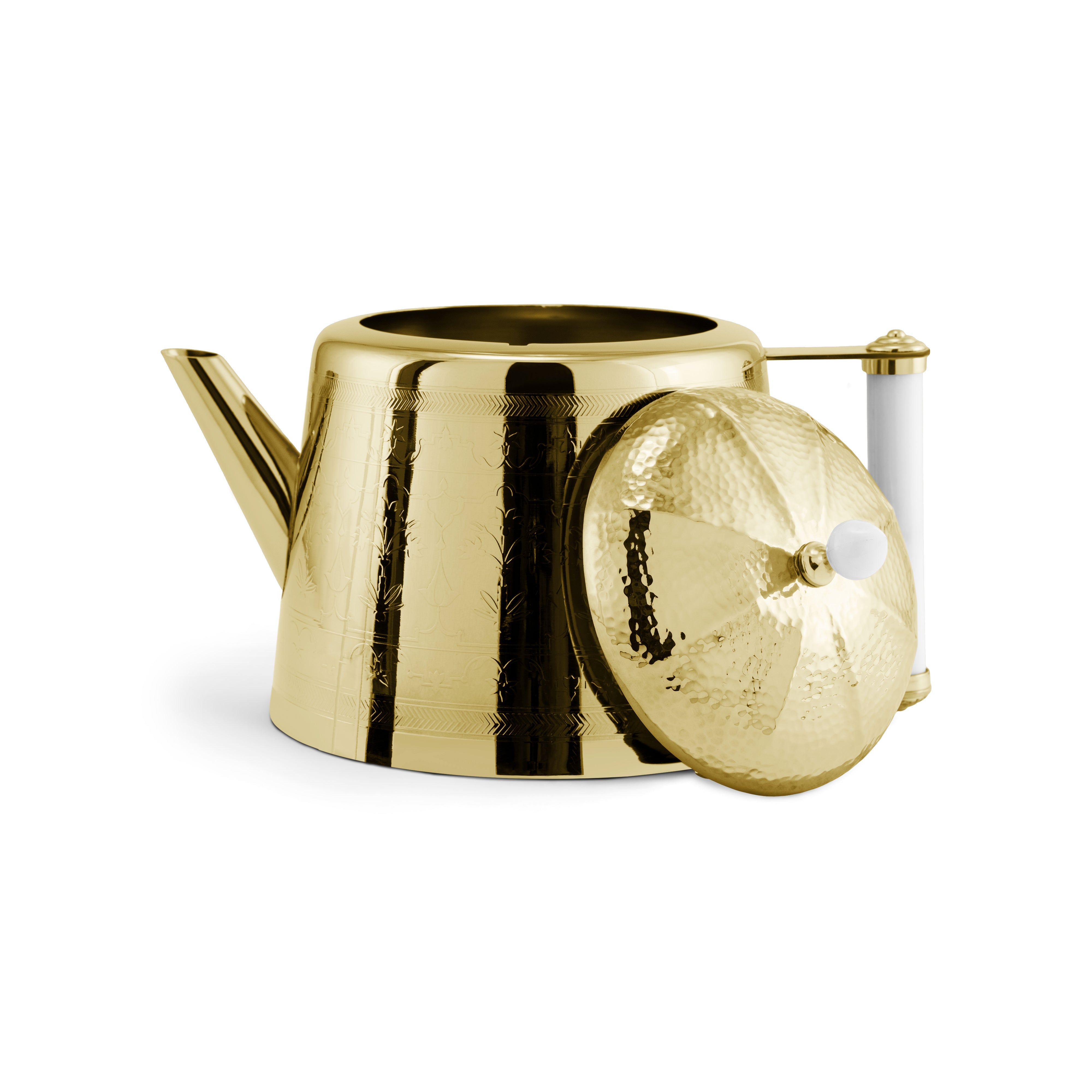 Luxury Palace Gold Tea Set - 24K Gold Plated Porcelain Tea Cups & Pot - Elegant Afternoon Tea & Gift for Weddings, Parties, Home Decor