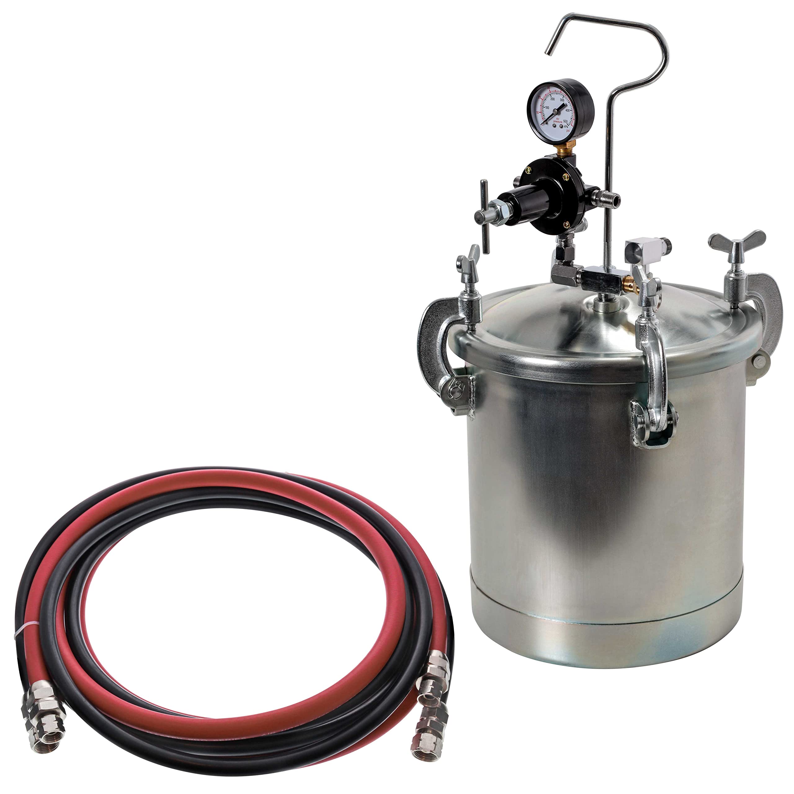 TCP Global 2.5 Gallon (10 Liter) Pressure Pot Paint Tank with Regulator & Gauge - Master Elite Series Airbrush Kit with 12ft Hose & Fittings - Perfect for Automotive Painting, DIY Projects & Airbrush Art
