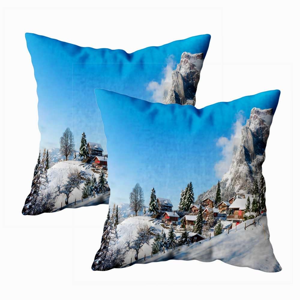 Snow Village Christmas Pillow Covers Set of 2 - 18x18 Inch Cozy Holiday Couch Pillows for Living Room, Bedroom & Dorm - Perfect for Winter Decor & Festive Home Styling