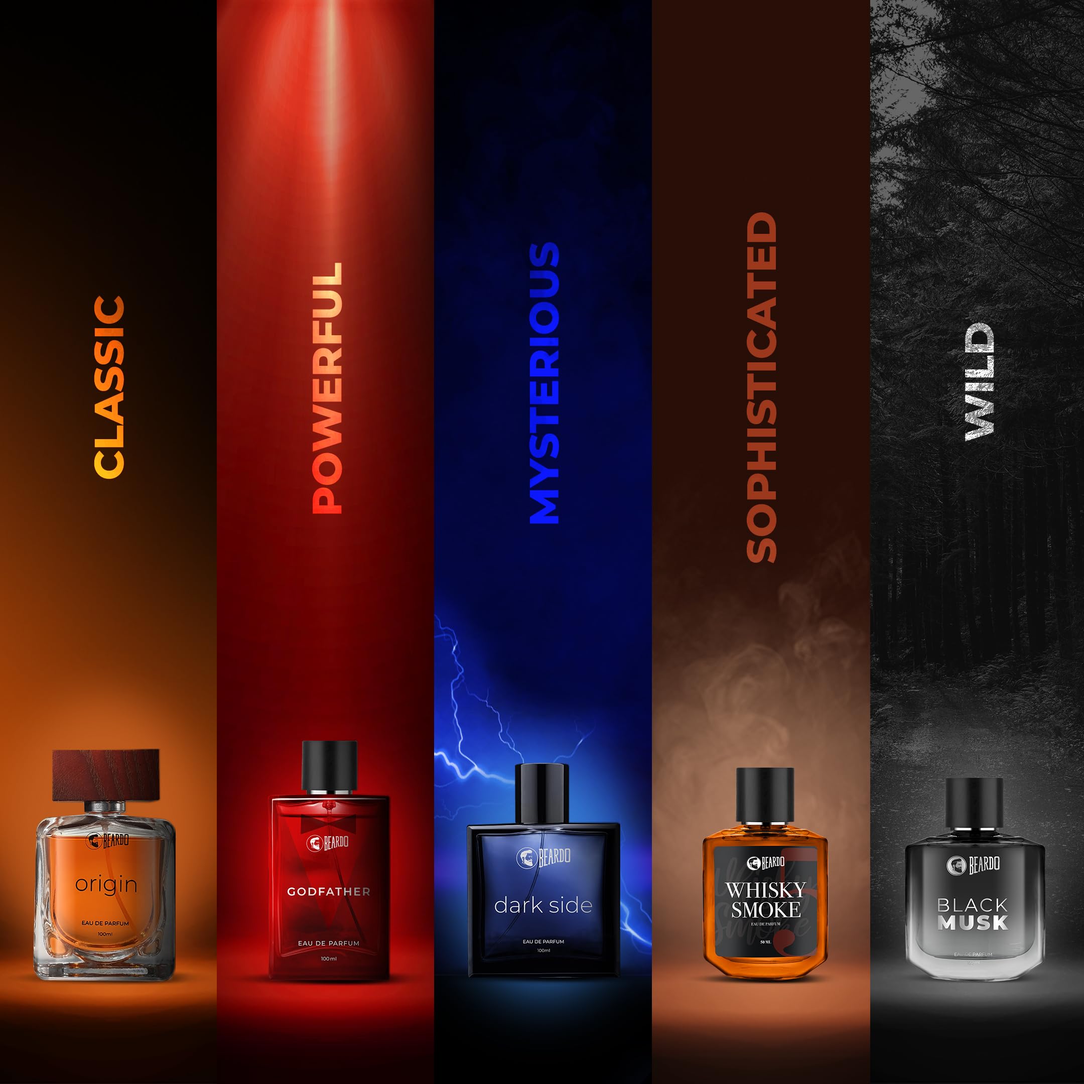 BEARDO Men's Whisky Smoke & Godfather Cologne Gift Set (50ml x 2) - Spicy Woody Oudh & Aromatic Fragrance for Men - Long Lasting Eau de Parfum - Perfect Gift for Husband, Boyfriend, Father's Day & Special Occasions - Date Night, Office Wear & Evening Events