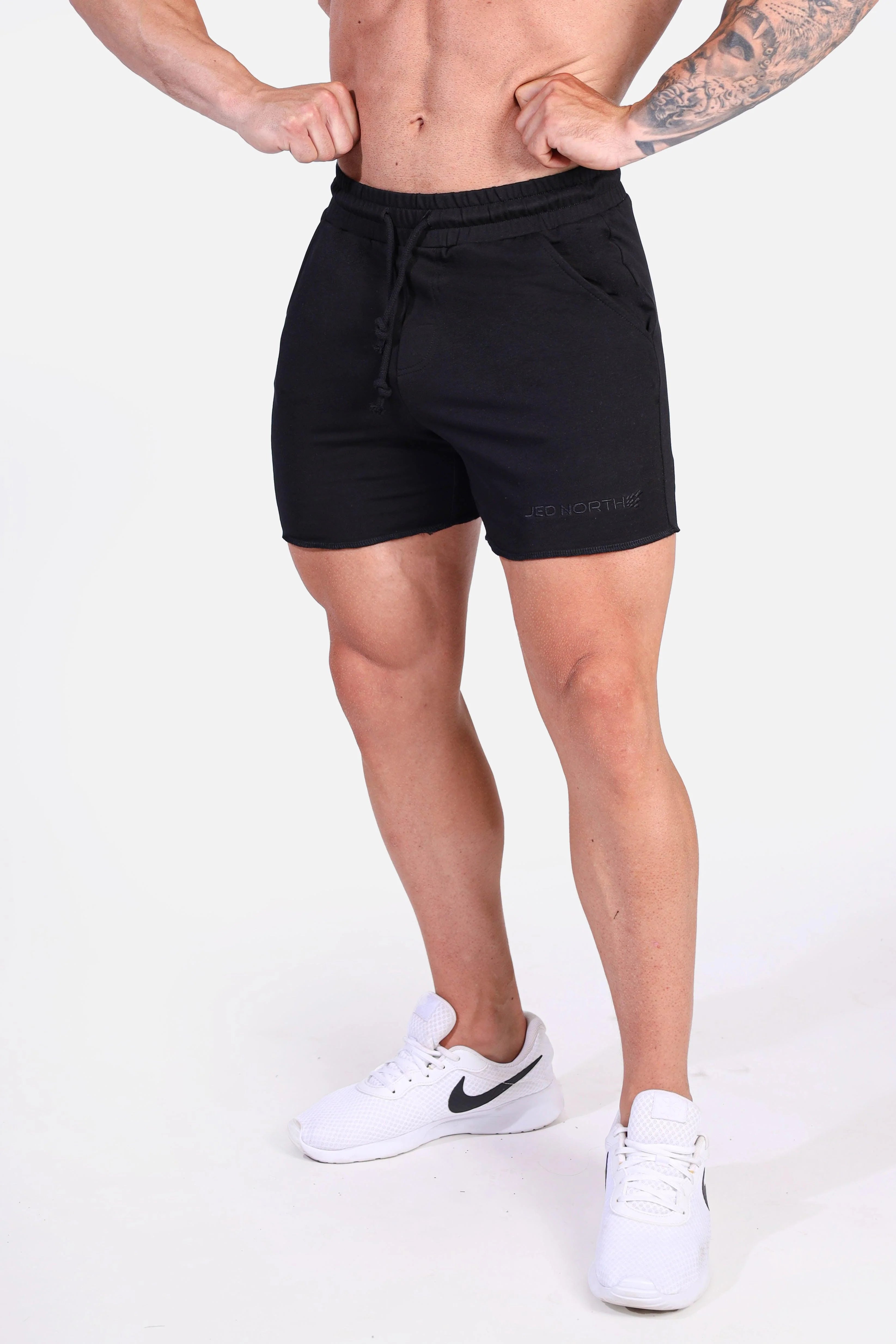 Jed North Motion 5 Sweat Shorts for Men - Black Athletic Running Shorts with Pockets - Perfect for Gym, Jogging & Casual Wear