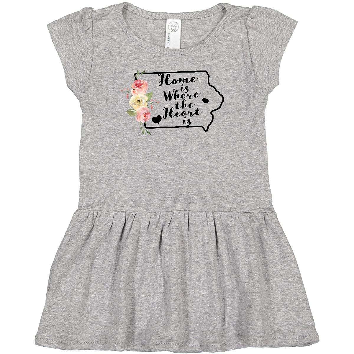 Inktastic Iowa Home is Where The Heart is Watercolor Floral Infant Dress - Soft Cotton Baby Girl Outfit for Special Occasions & Family Photos