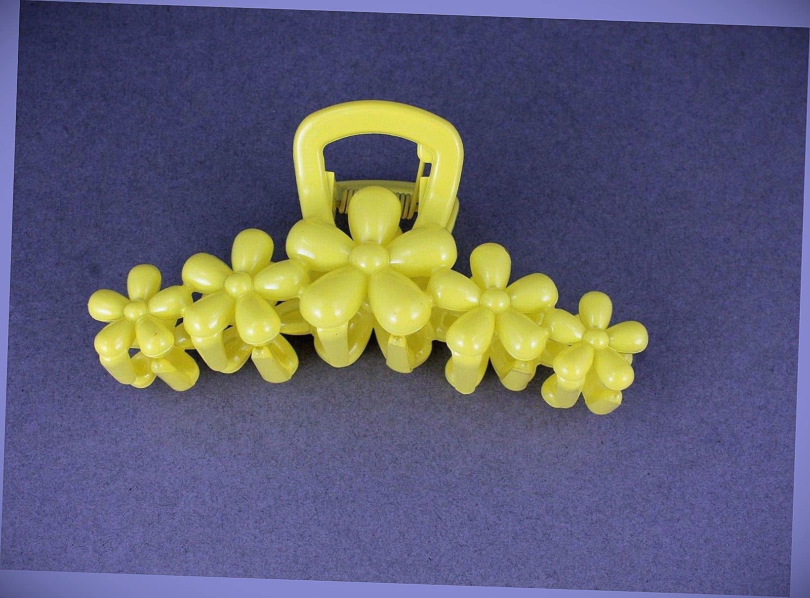 Yellow Flower Hair Clip Claw - 4