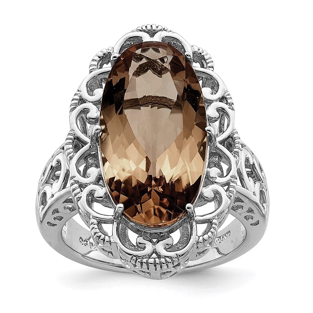 9.85ct Oval Cut Smoky Quartz 925 Sterling Silver Engagement Ring for Women - Diamond2Deal | Elegant Promise, Wedding & Anniversary Jewelry Gift