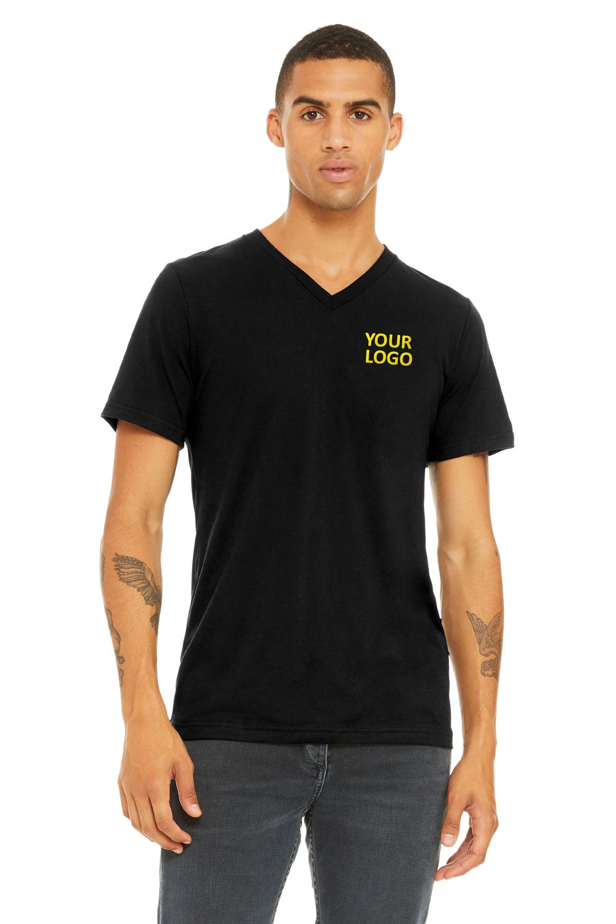 Bella Canvas Unisex Triblend V-Neck T-Shirt - Solid Black - Soft Comfortable Casual Tee for Men & Women - Perfect for Everyday Wear, Gym, and Layering