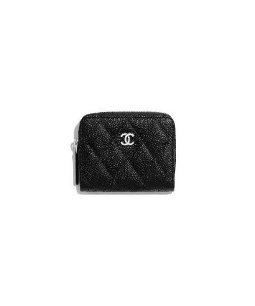 Chanel Classic Zipper Coin Purse in Silver Tone & Black | Luxury Small Wallet for Women | Perfect for Everyday Use, Travel & Gift Giving