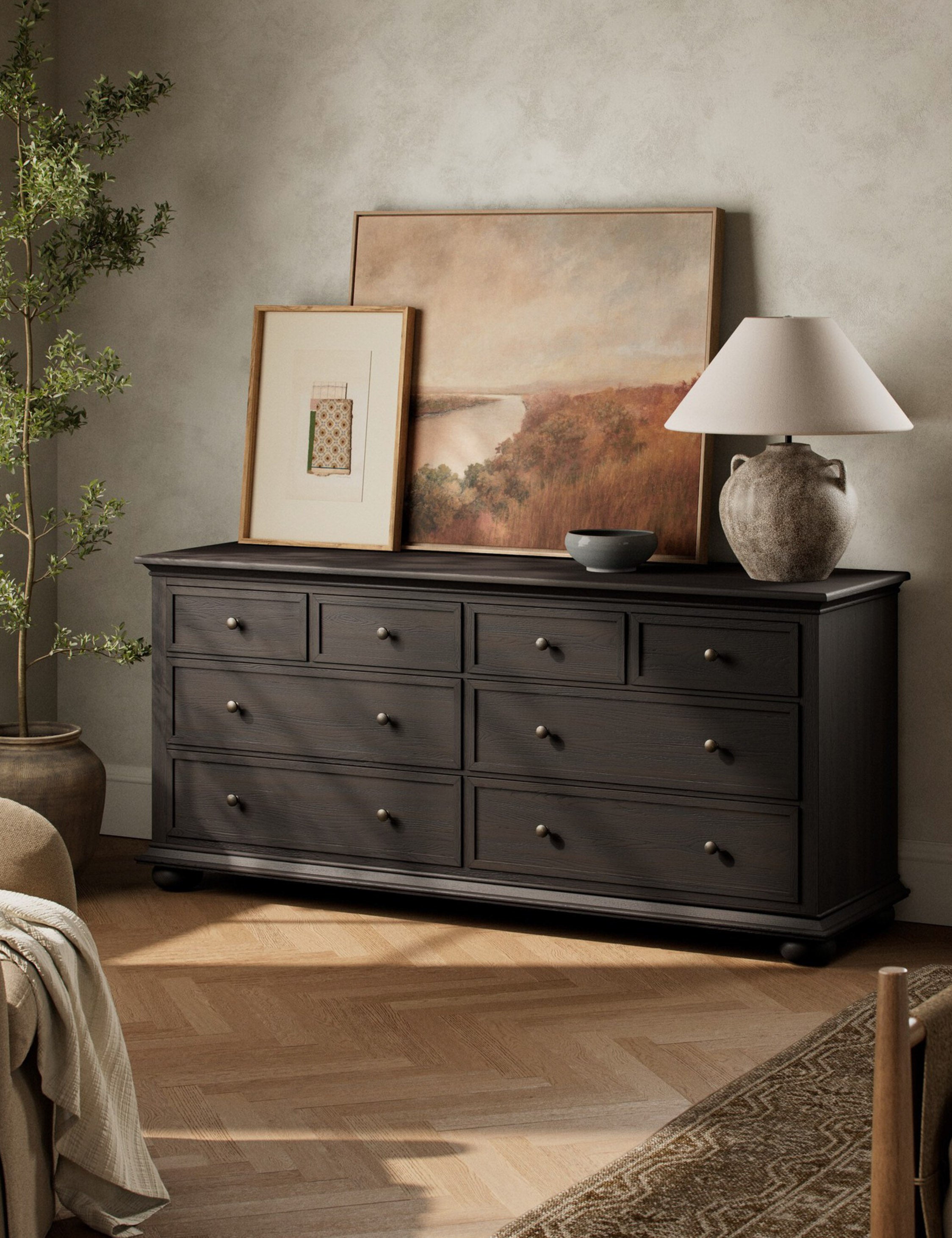 Amber Lewis x Four Hands Geoffrey Wide Dresser - Modern Wooden Dresser with Spacious Drawers for Bedroom Storage & Organization